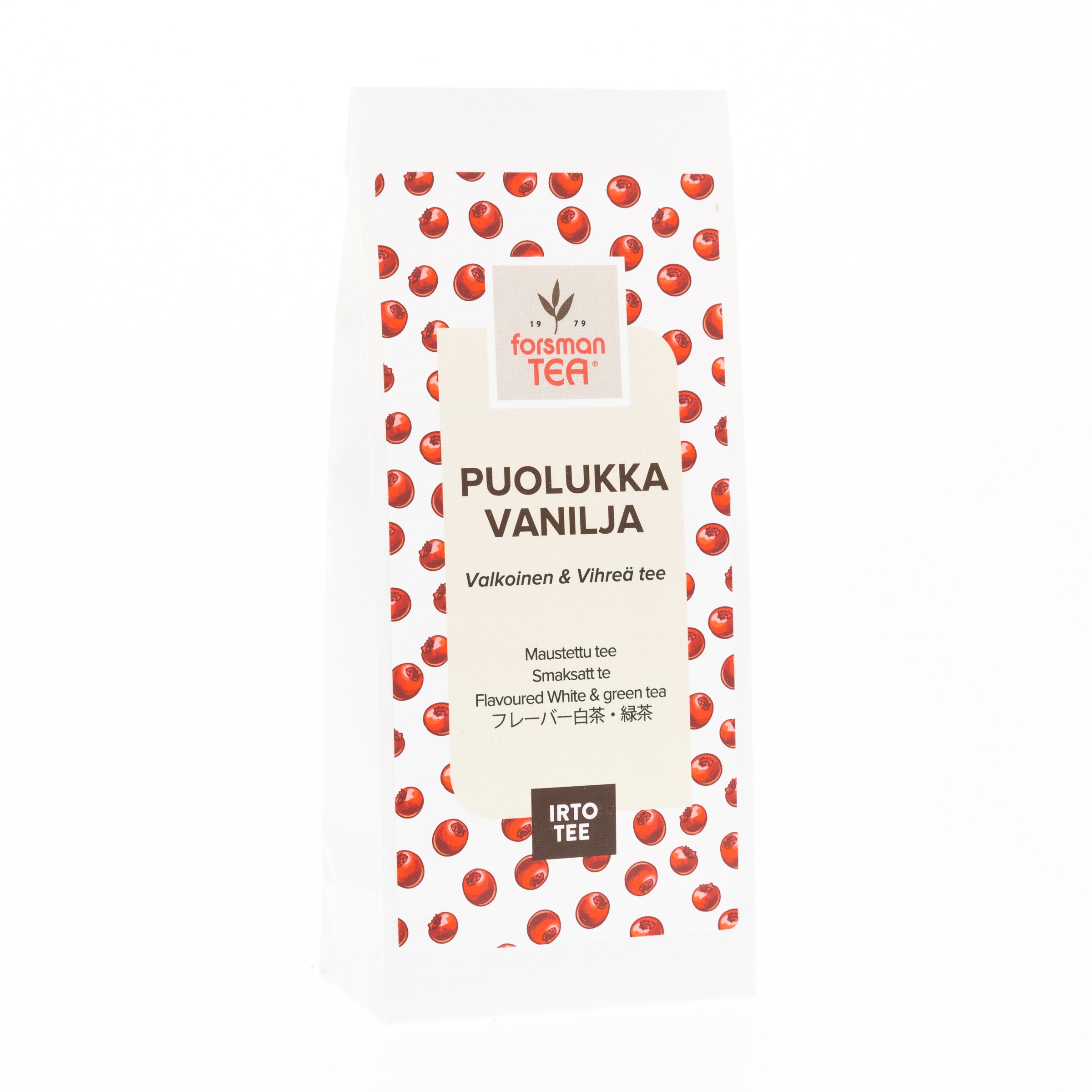 Forsman tea Puolukka Vanilja valkoinen ja vihreä maustettu tee 60 g