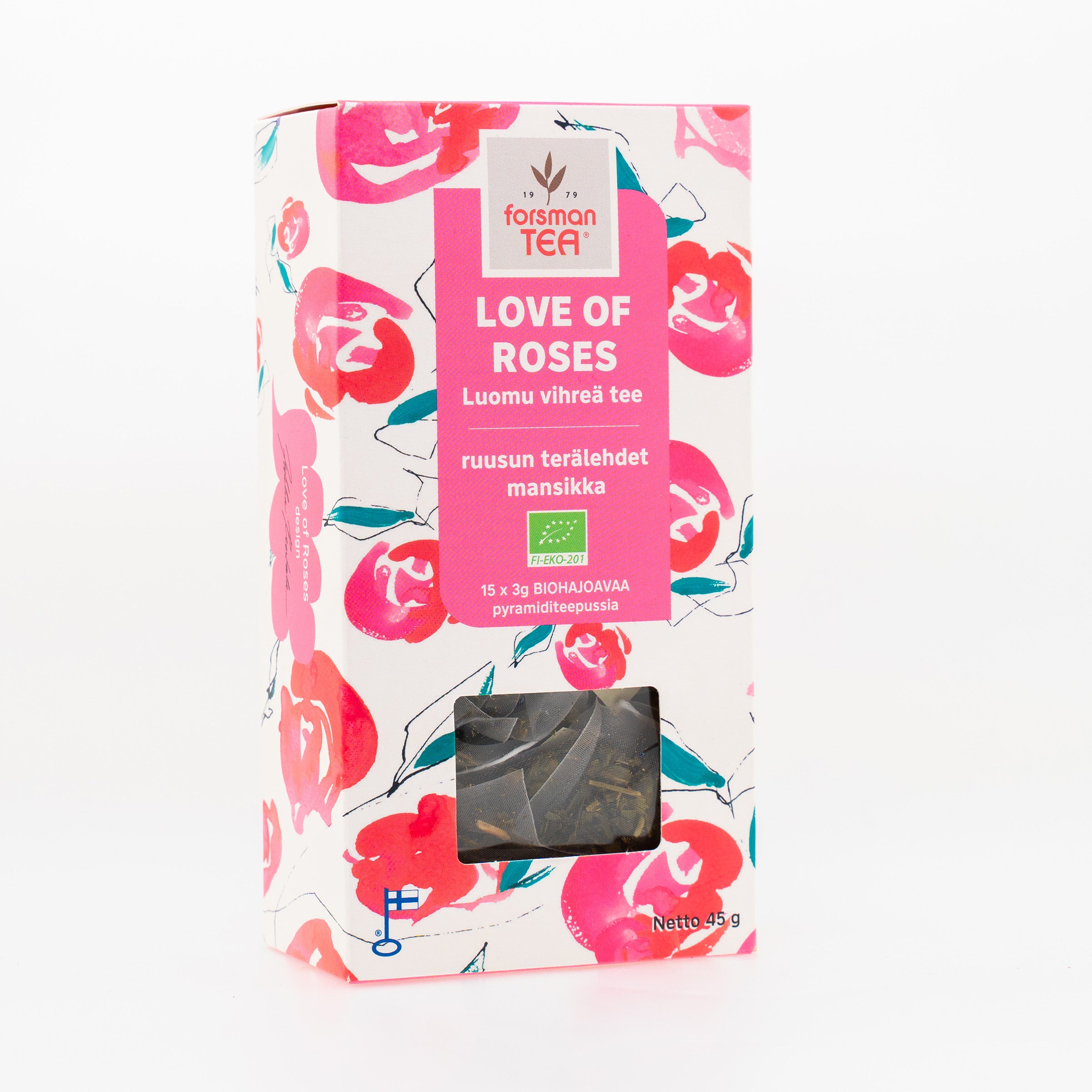 Forsman Pyramid Love of Roses Vihreä maustettu luomu pyramiditee 15x3 g