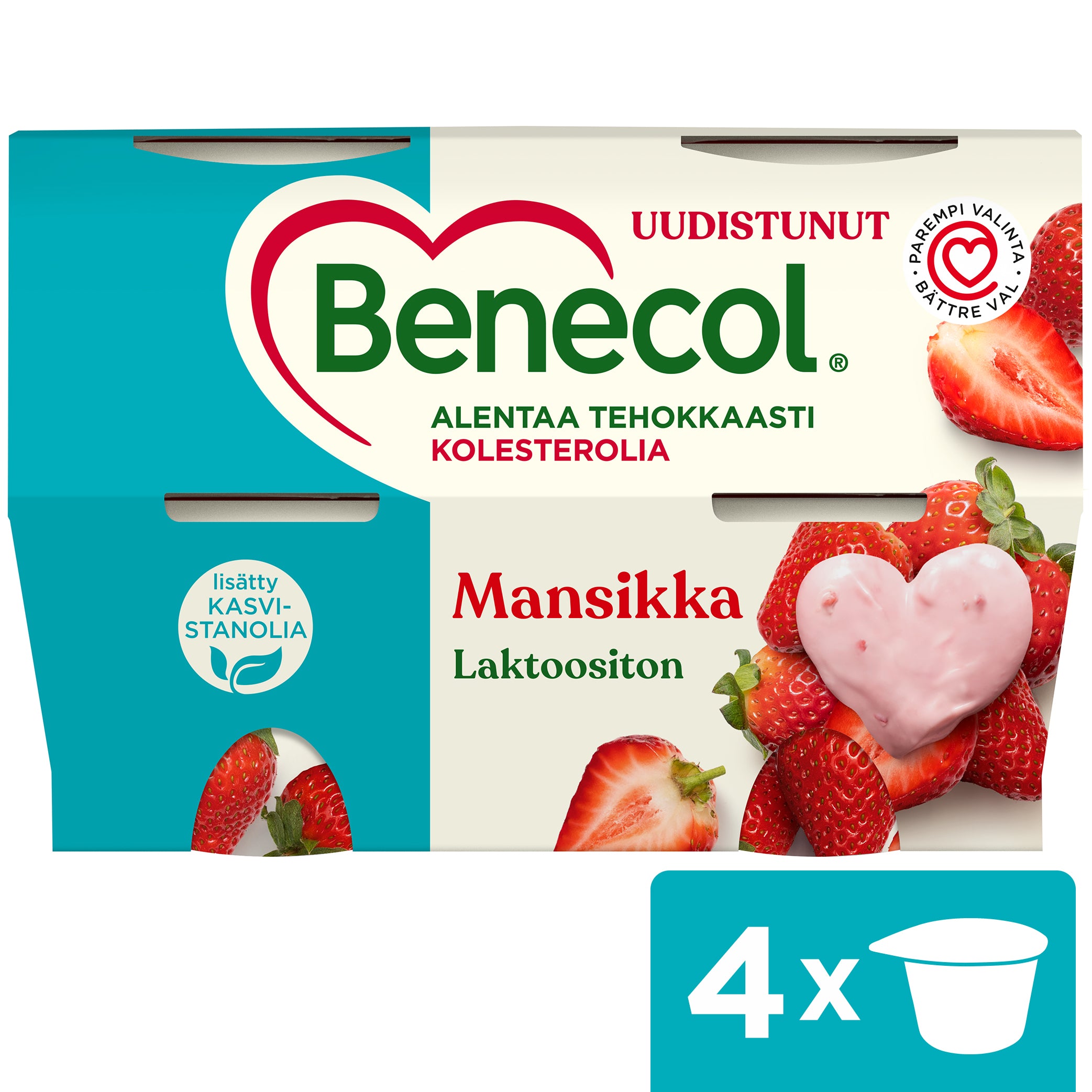 Benecol 4x115g mansikkajogurtti
