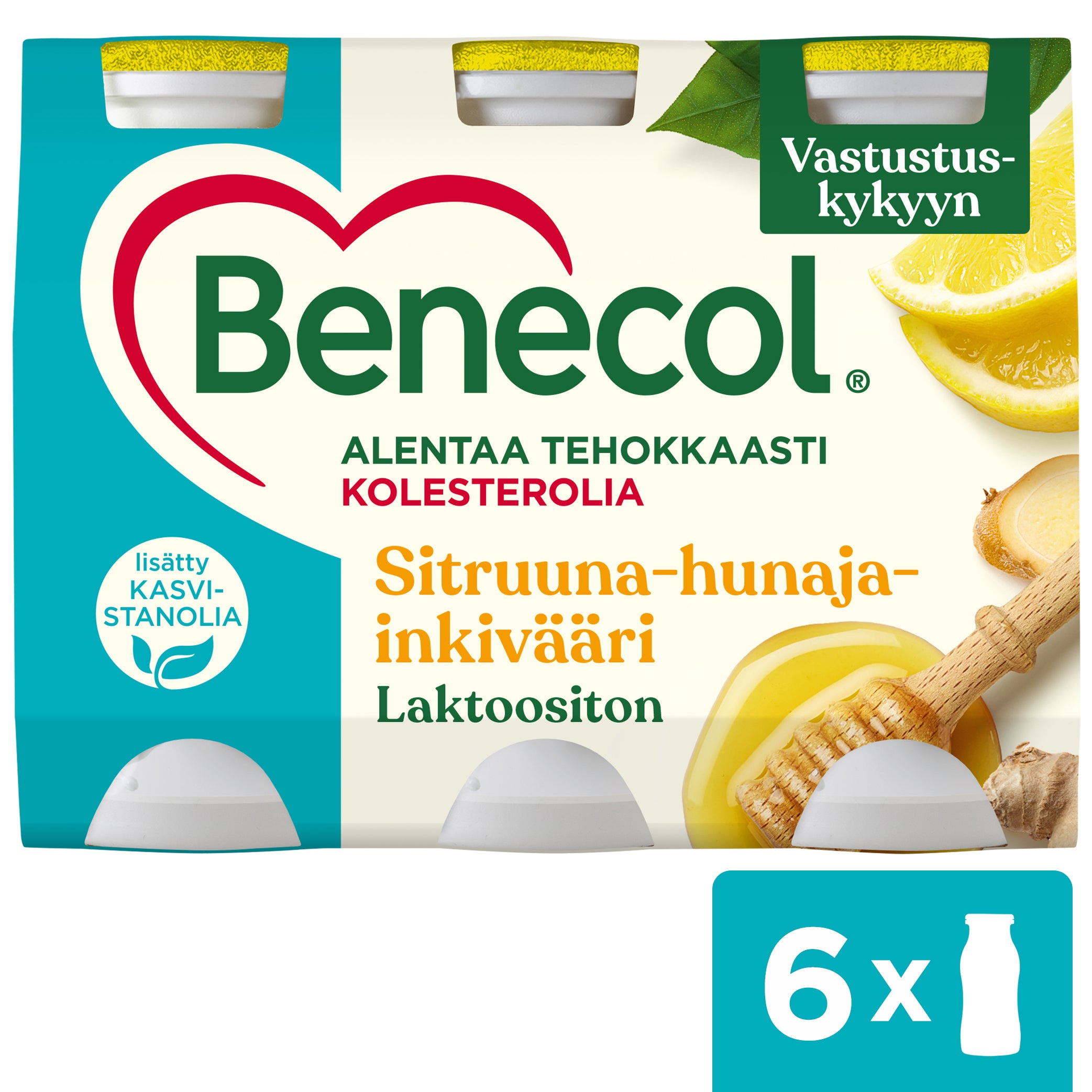Benecol 6x100g sitruuna-hunaja-inkivääri jogurttijuoma