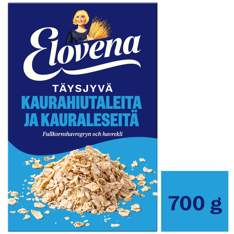 Elovena 700g täysjyväkaurahiutaleita ja kauraleseitä