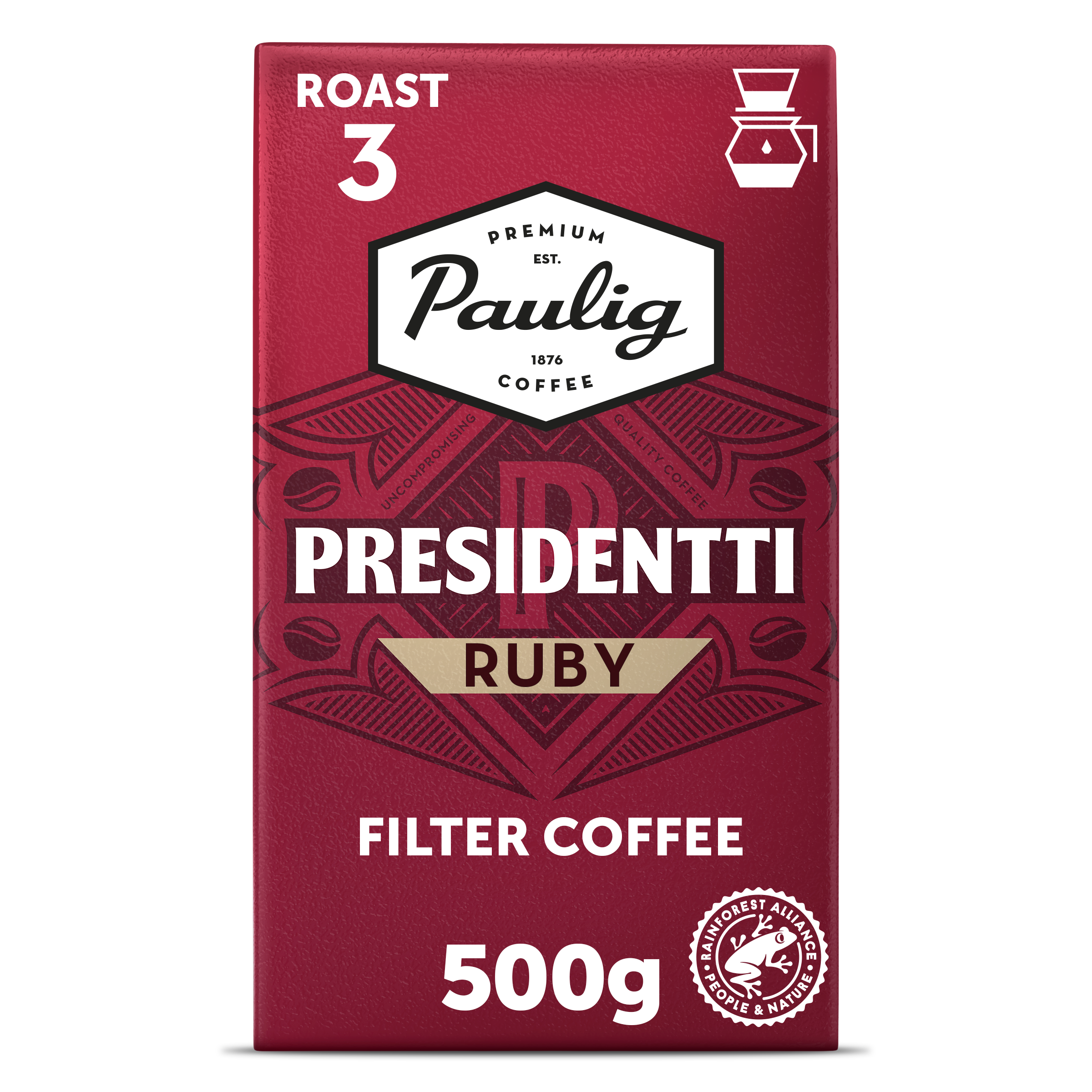 Paulig Presidentti Ruby kahvi suodatinjauhatus 500g