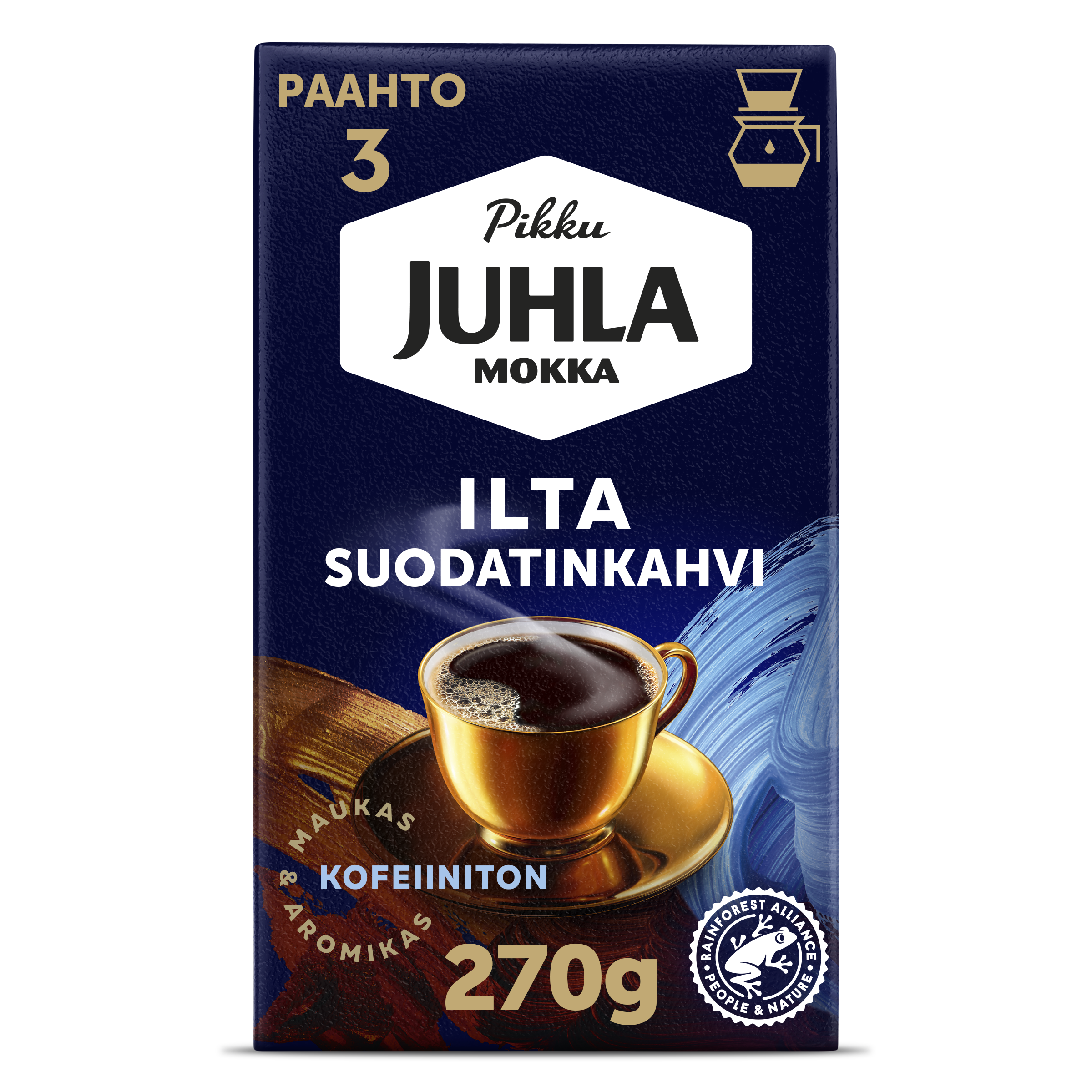 Paulig Juhla Mokka Ilta kofeiiniton kahvi suodatinjauhatus 270g