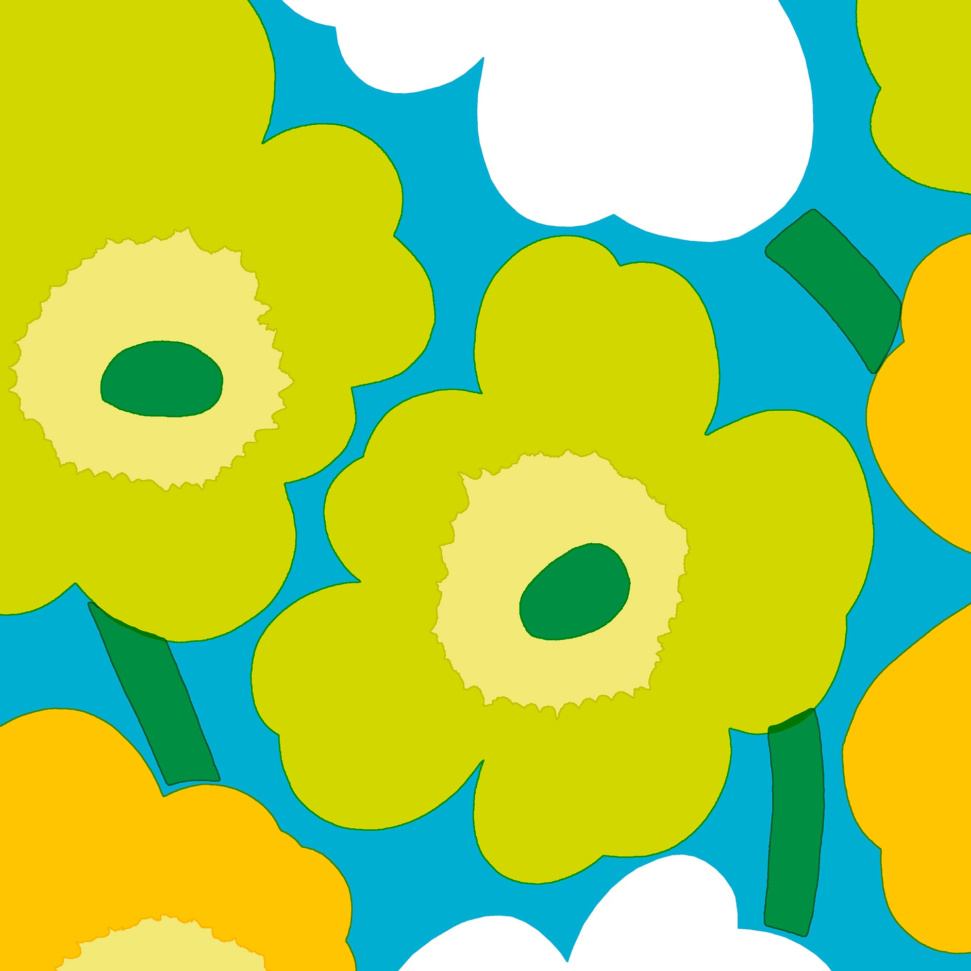 Marimekko Unikko sinivihreä lautasliina 20kpl/33cm