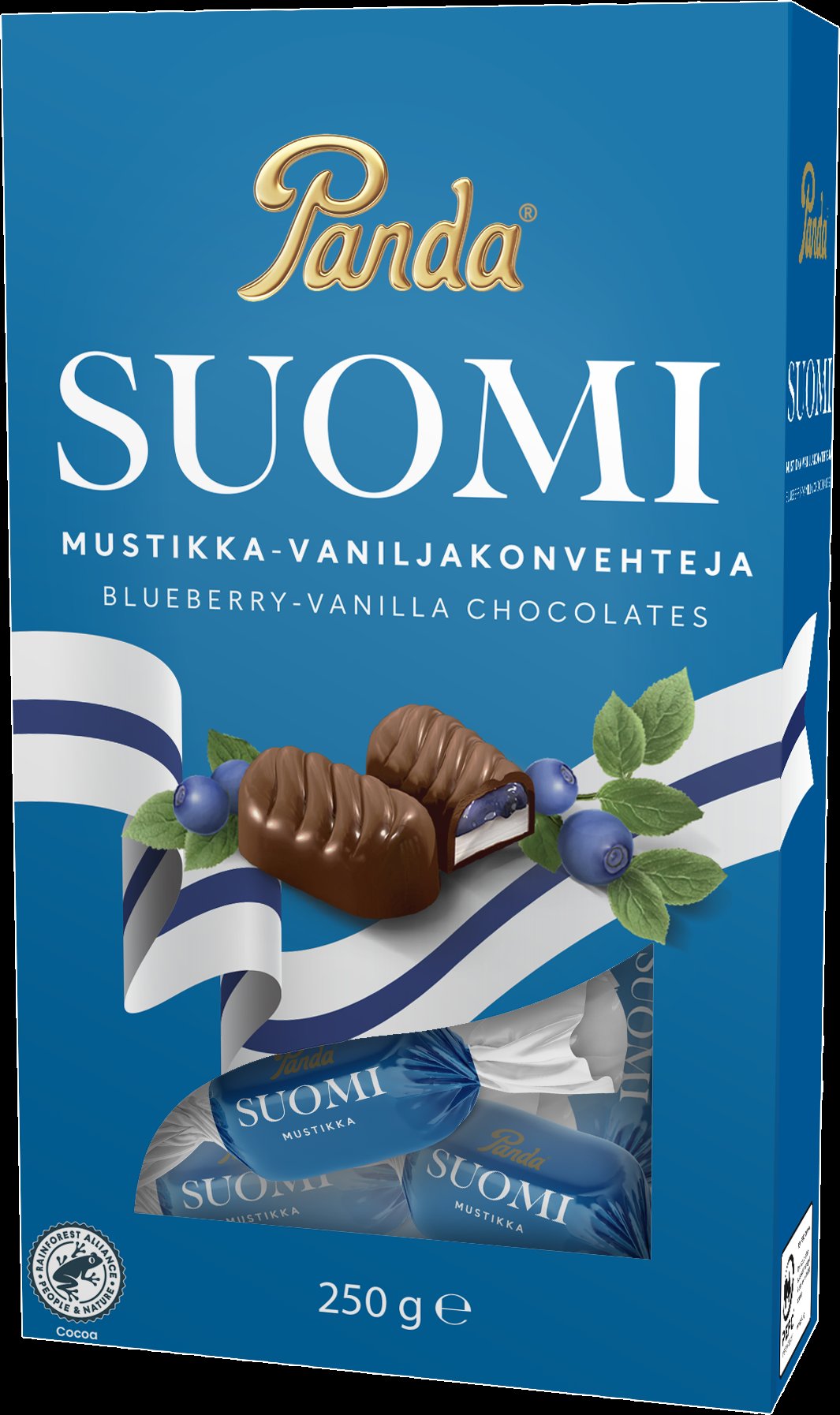 Panda Suomi mustikka vanilja suklaakonvehti 250g
