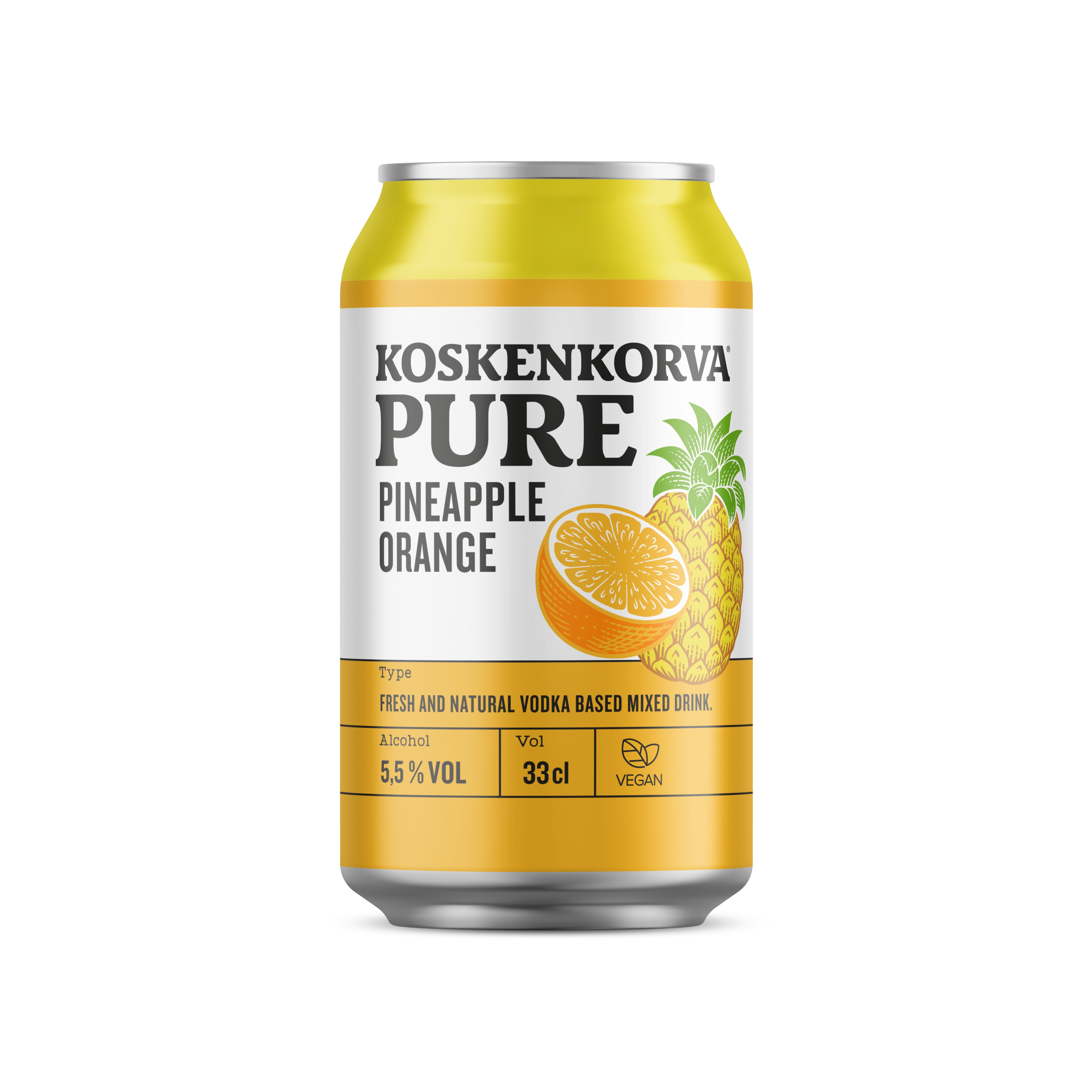 Koskenkorva PURE Pineapple-Orange 5,5% 33cl CAN