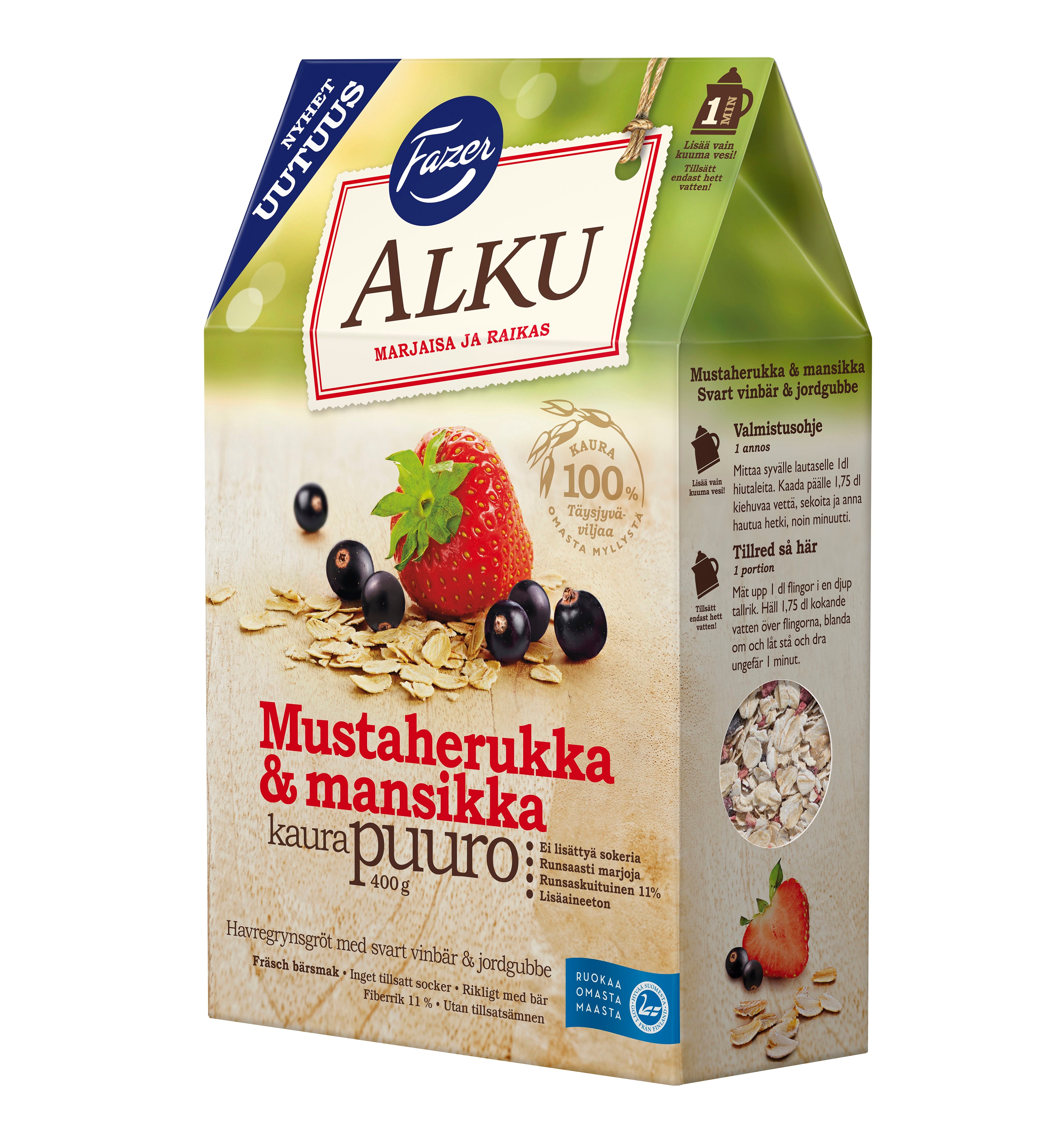 Fazer Alku Mustaherukka & mansikka pikakaurapuuro 400 g