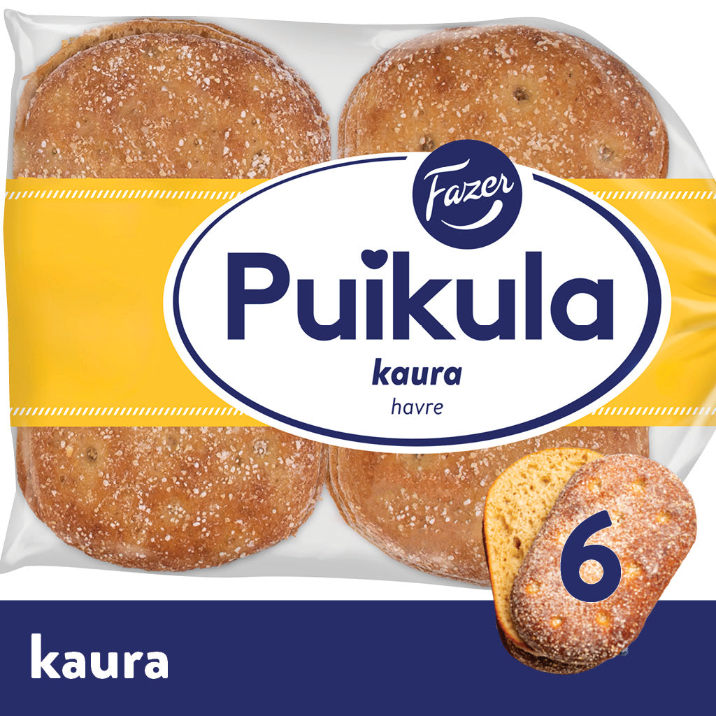 Fazer Puikula Kaura 6kpl 365g, kauraleipä