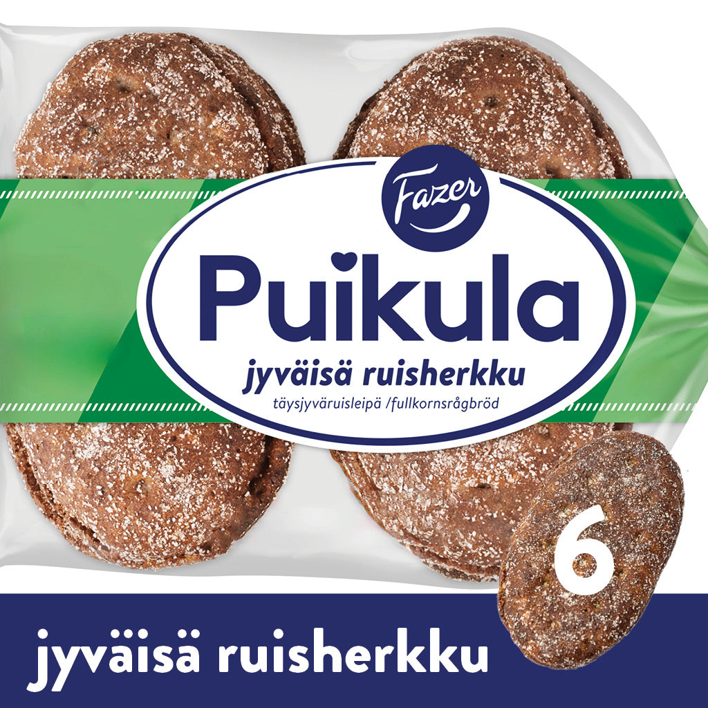 Fazer Puikula Jyväisä ruisherkku 6kpl 330g, täysjyväruisleipä