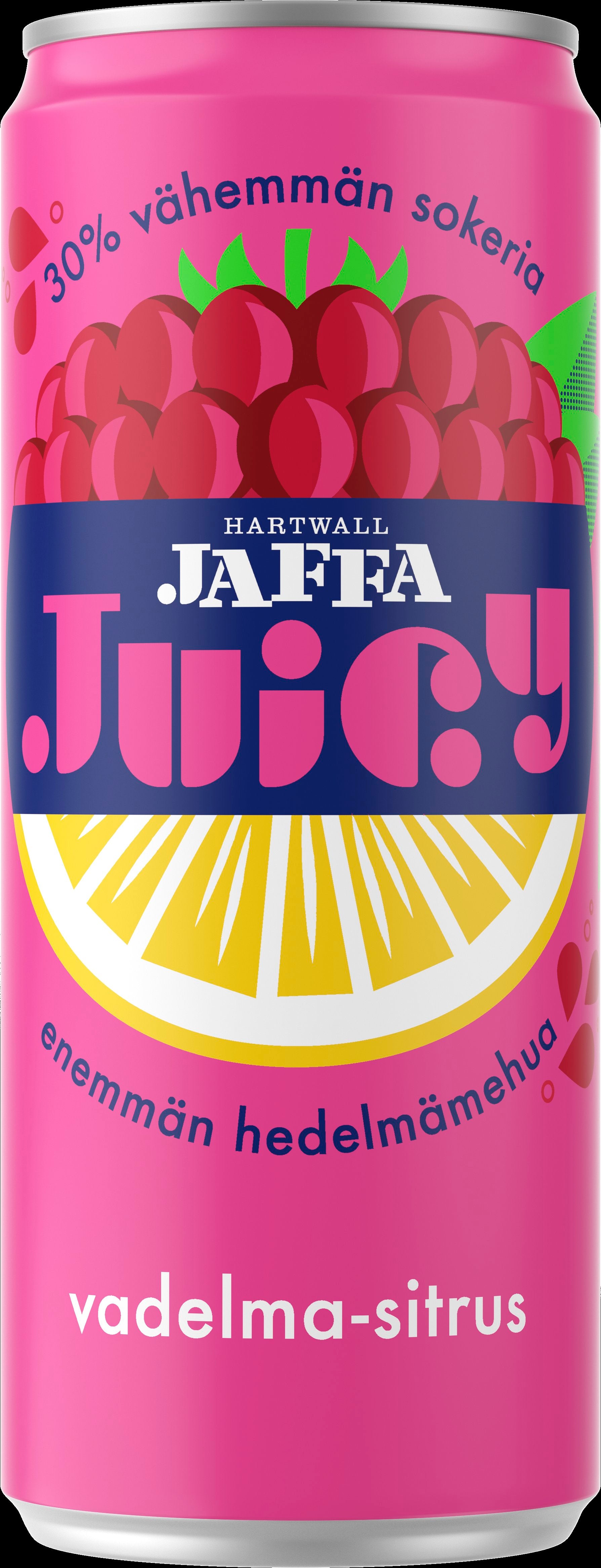 Hartwall Jaffa Juicy Vadelma-sitrus virvoitusjuoma 0,33 l