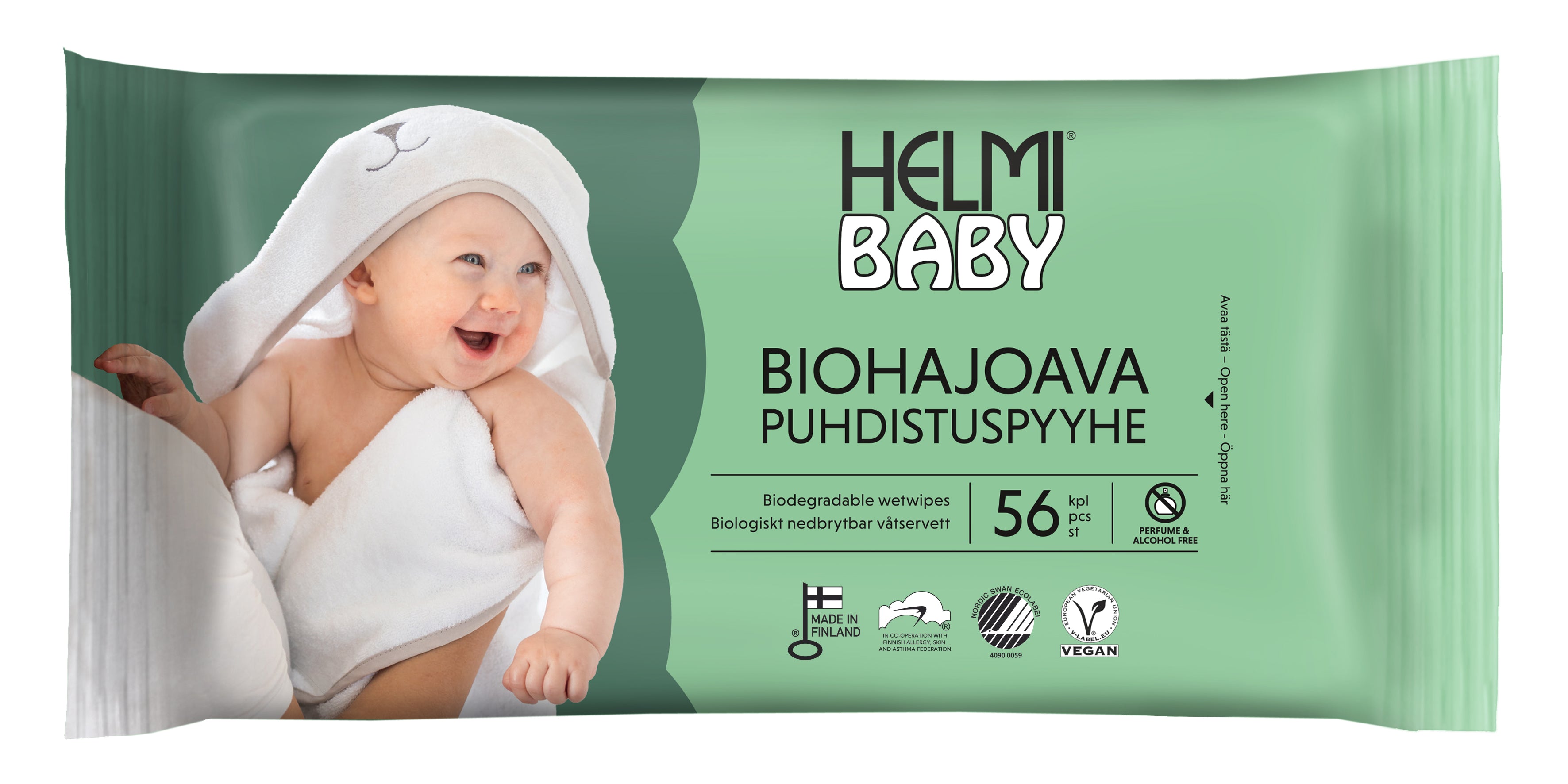 Helmi Baby Biohajoava Puhdistuspyyhe 56 kpl