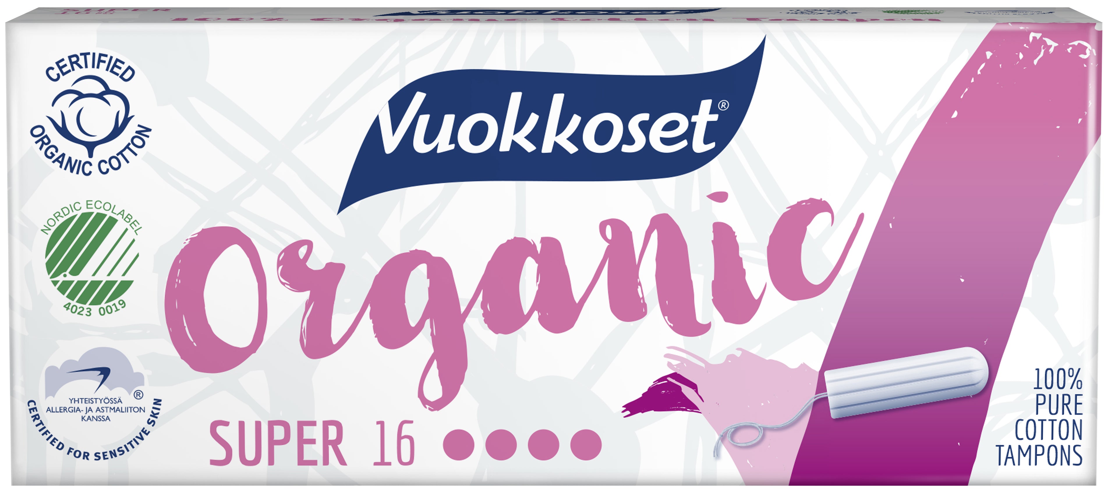 Vuokkoset Organic Tampon Super 16 kpl