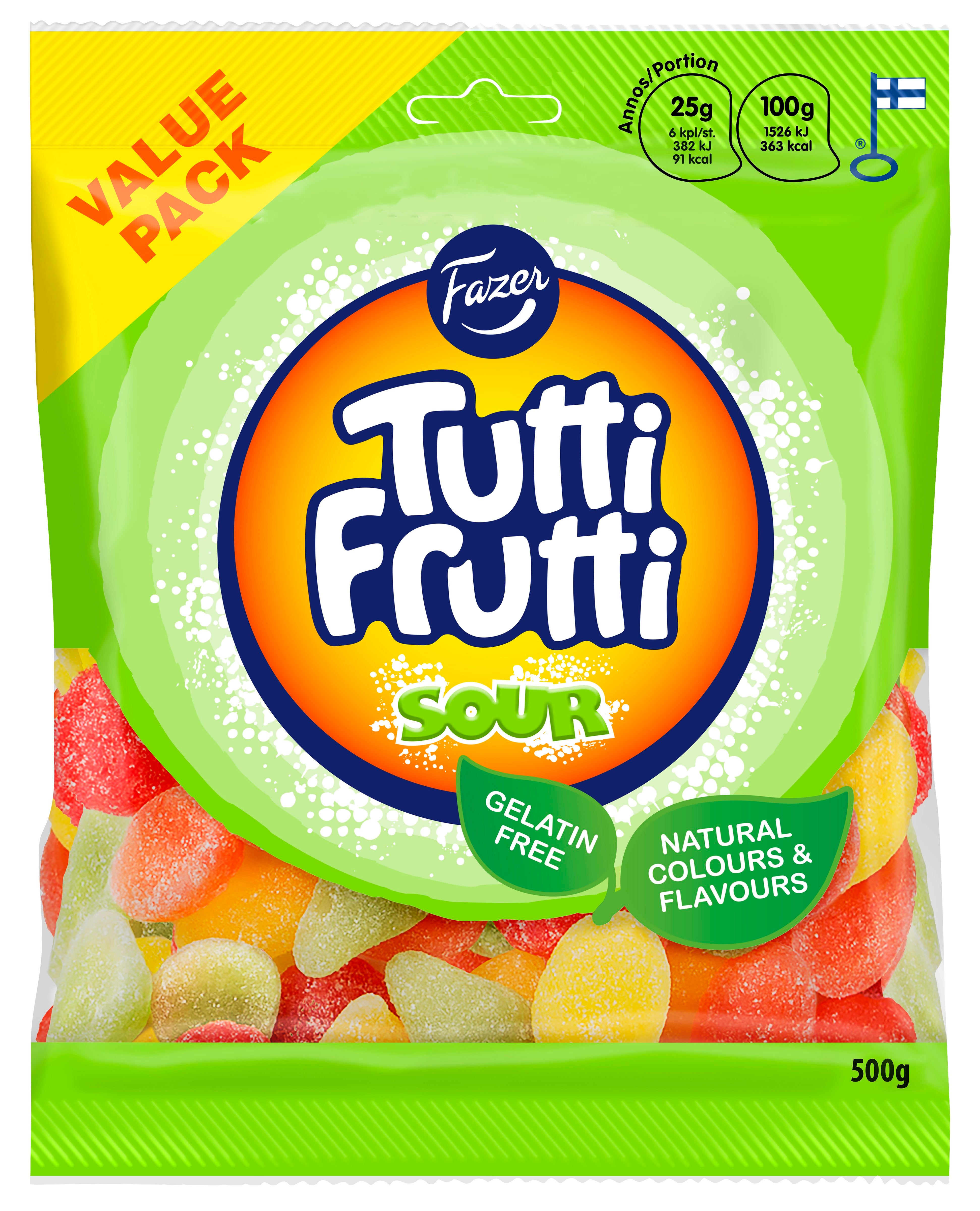 Fazer Tutti Frutti Sour karkkipussi 500g
