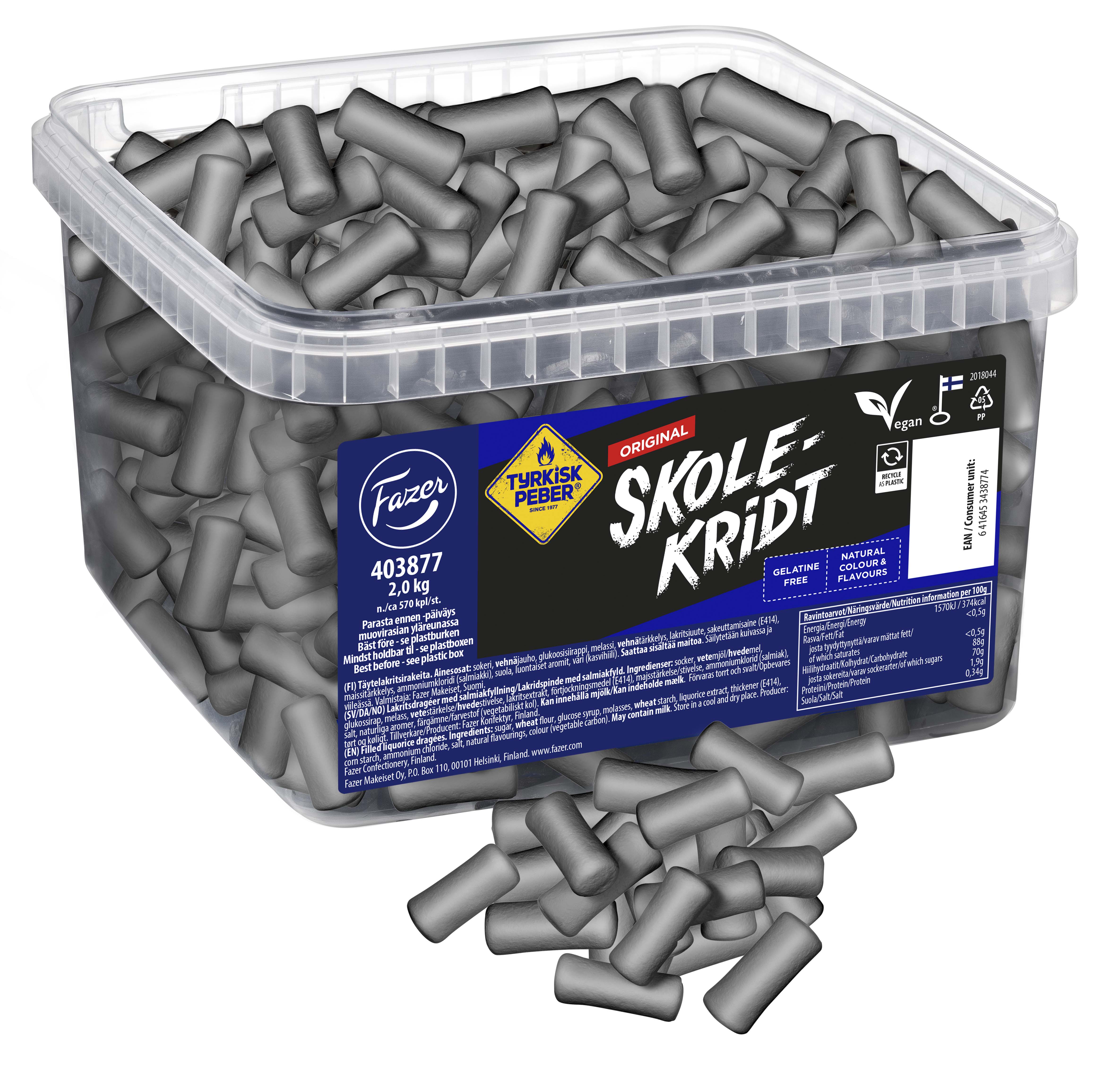 Fazer Skolekridt Tyrkisk Peber lakritsi irtokarkki 2kg