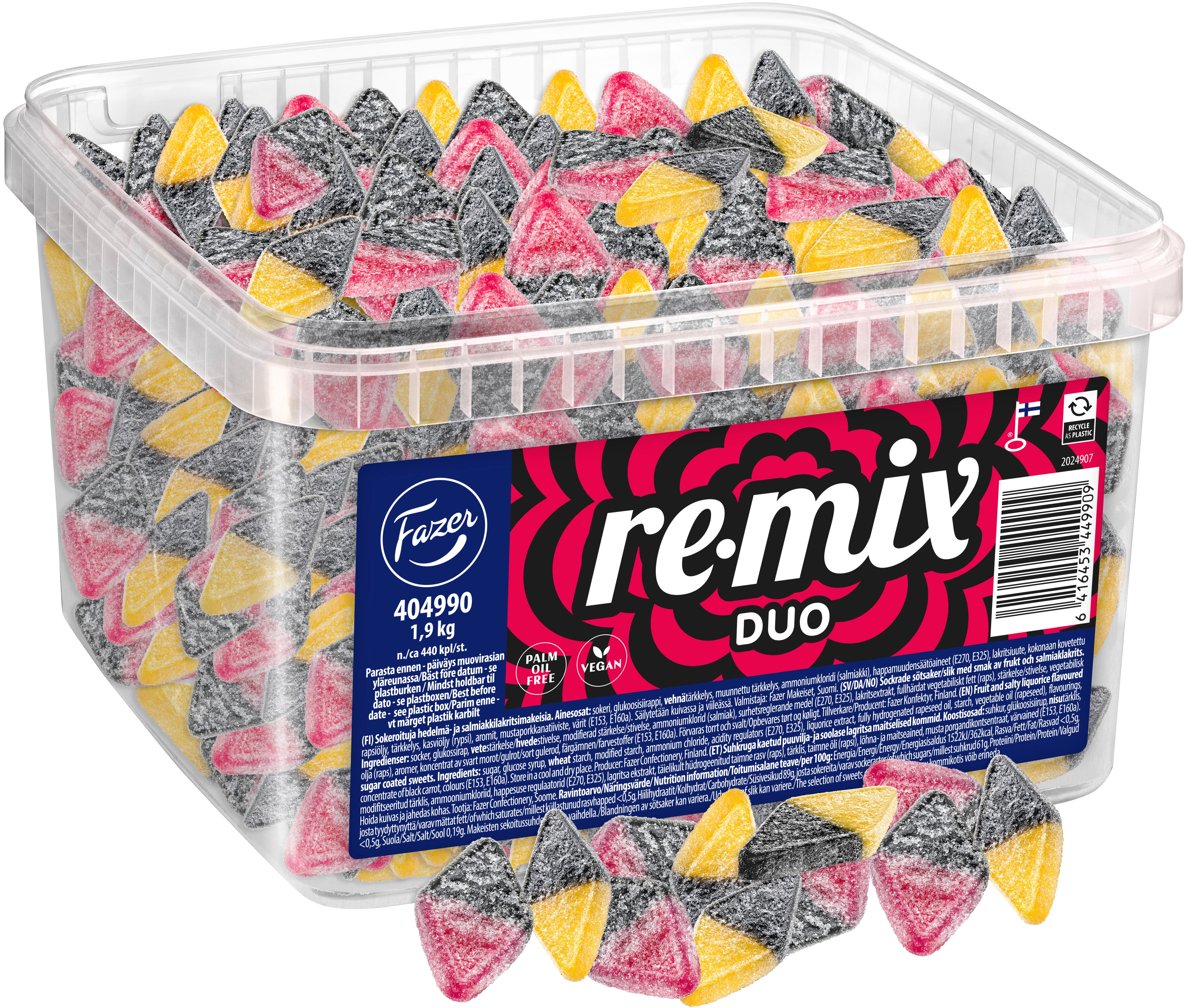 Fazer Remix Duo Hedelmä-Salmiakki irtokarkki 1,9kg