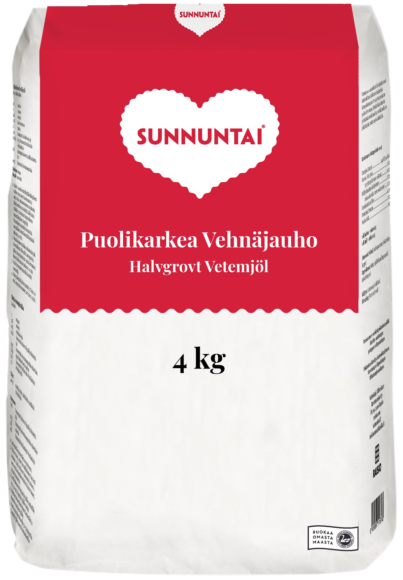 Sunnuntai 4kg puolikarkea vehnäjauho