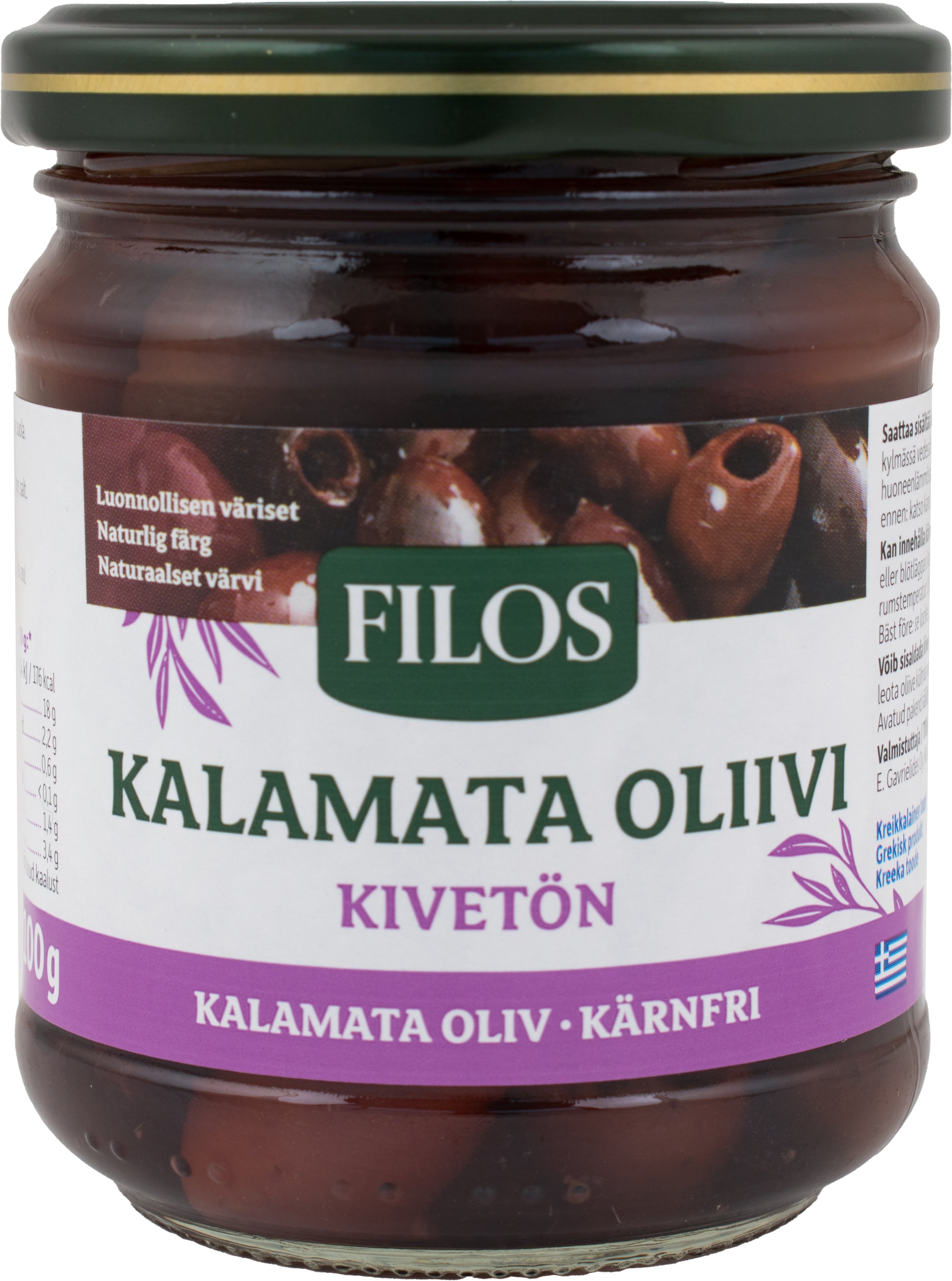 Filos Kalamata kivetön oliivi suolavedessä 200/100g