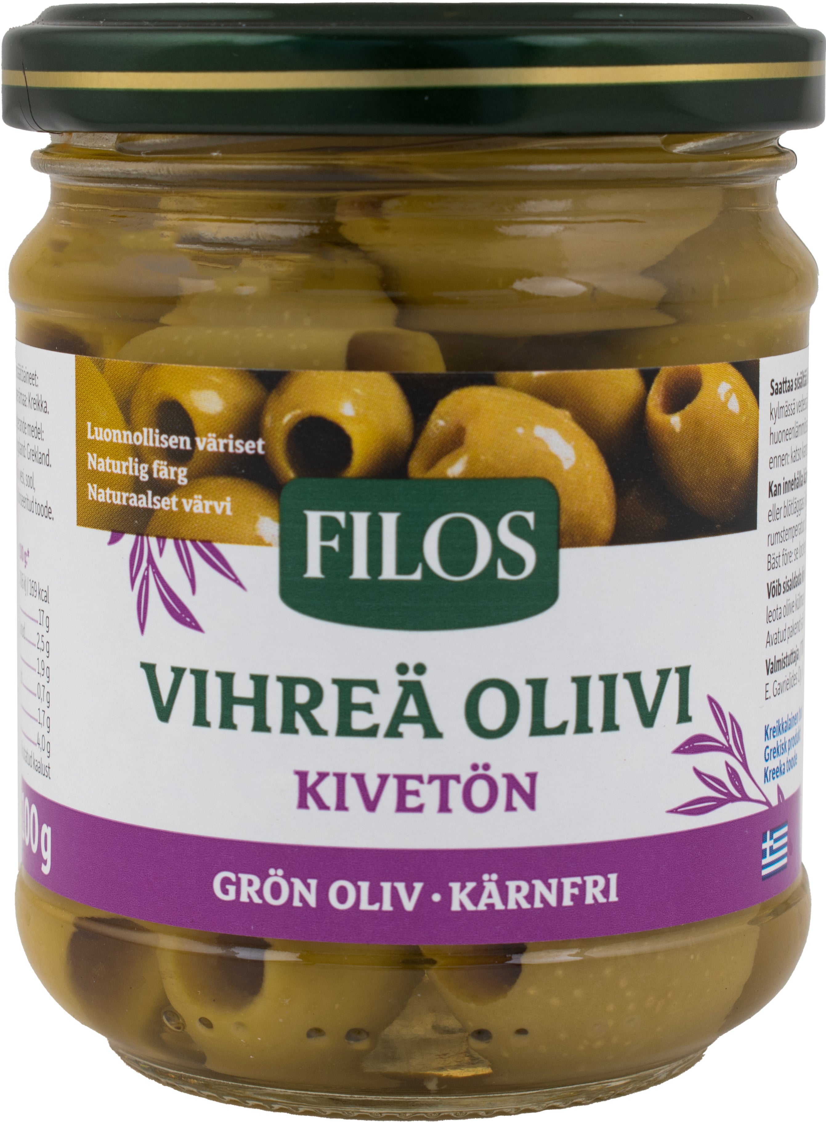 Filos vihreä kivetön oliivi suolavedessä 200/100g