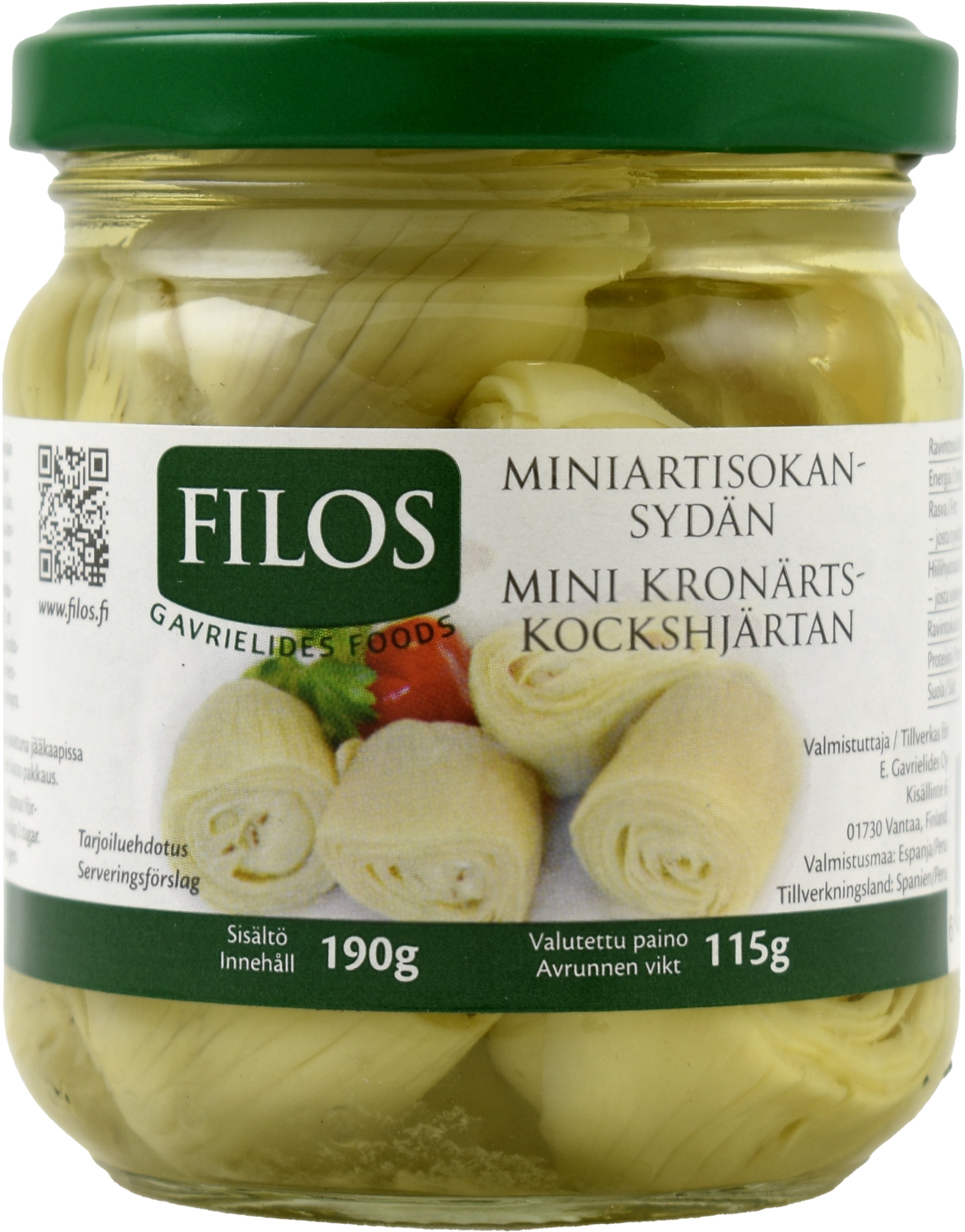 Filos 190/115g mini artisokansydän 8-12 suolaliemessä