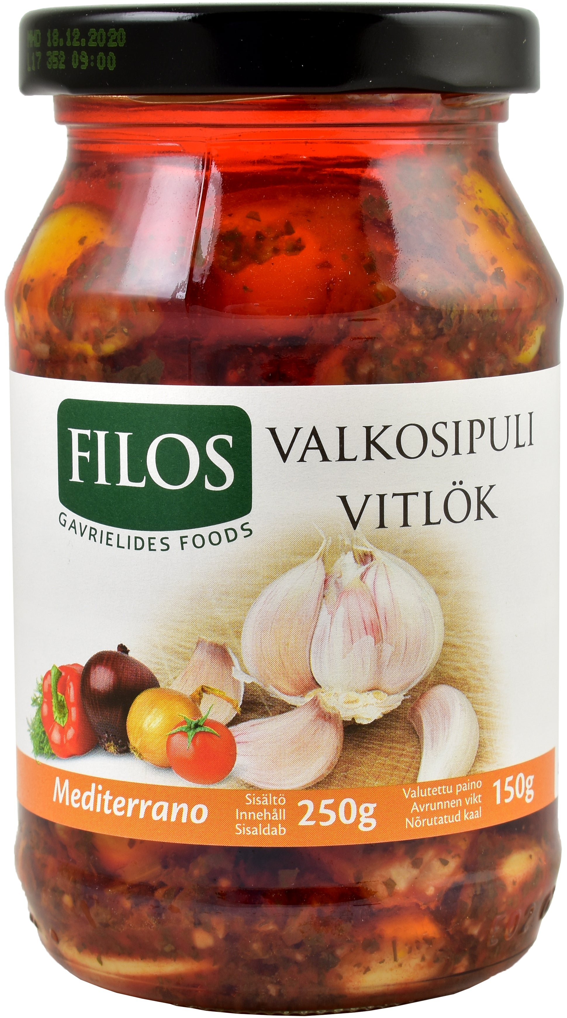 Filos 250/150g valkosipulinkynsi mediterrano-marinadissa
