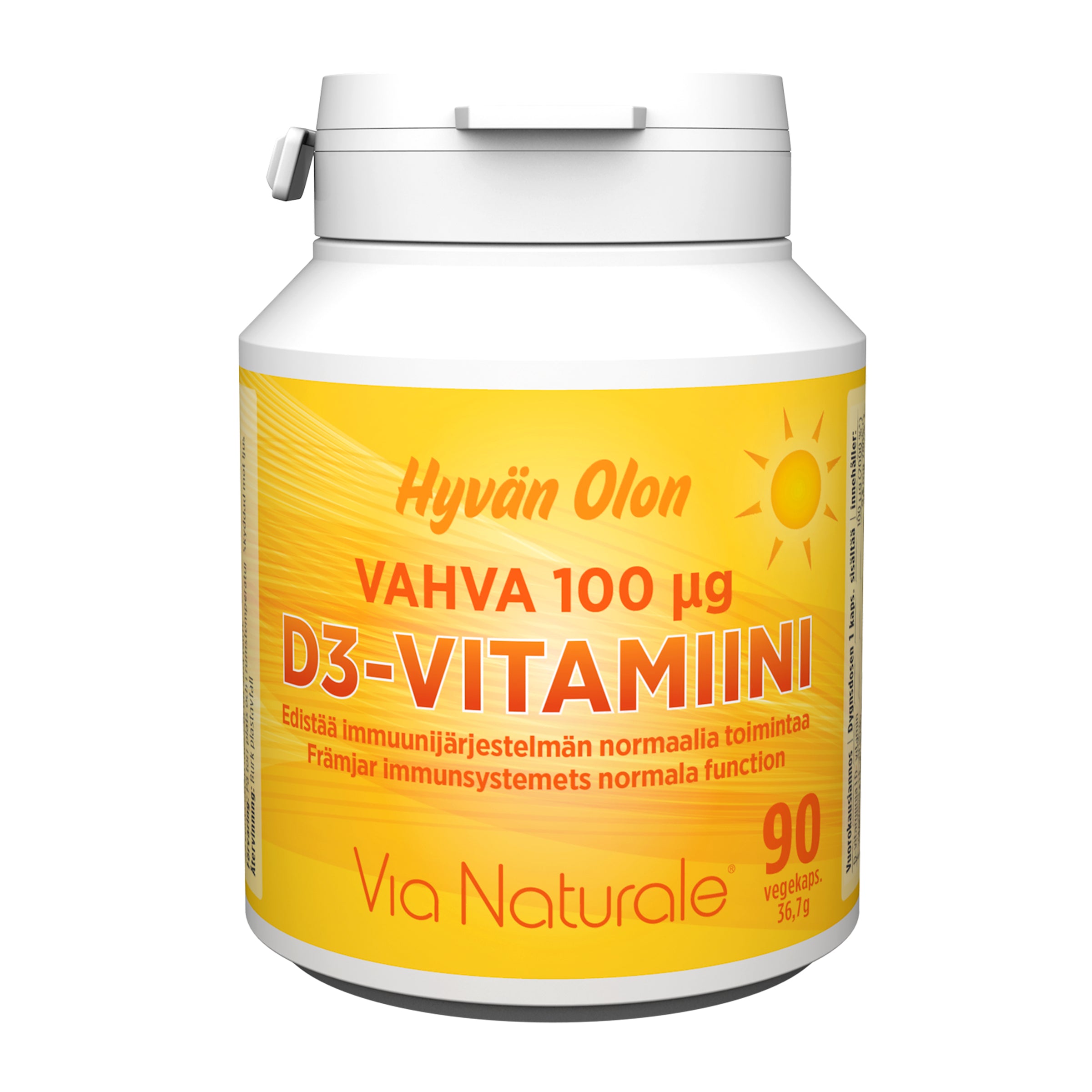 Hyvän Olon Vahva D3-vitamiini100 µg 90 capsules végétales Via Naturale
