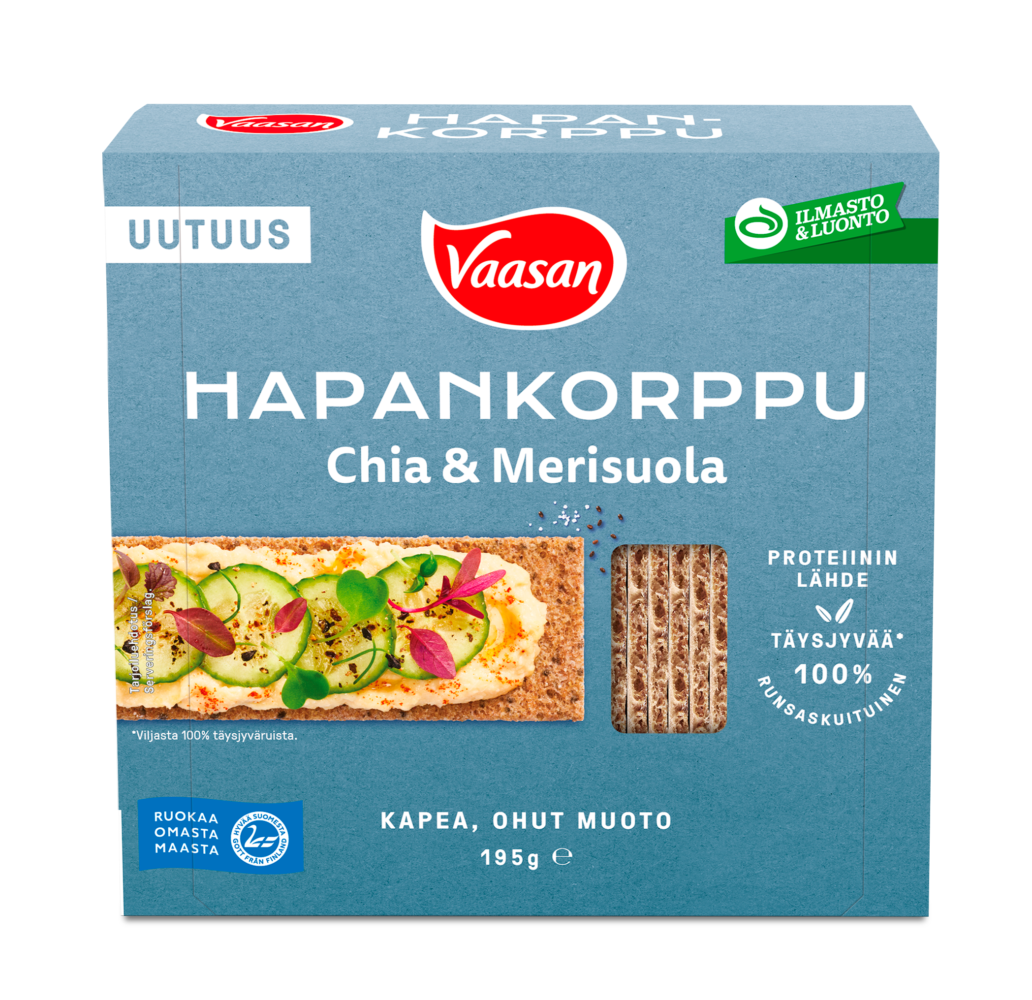 VAASAN Hapankorppu Chia & Merisuola 195g