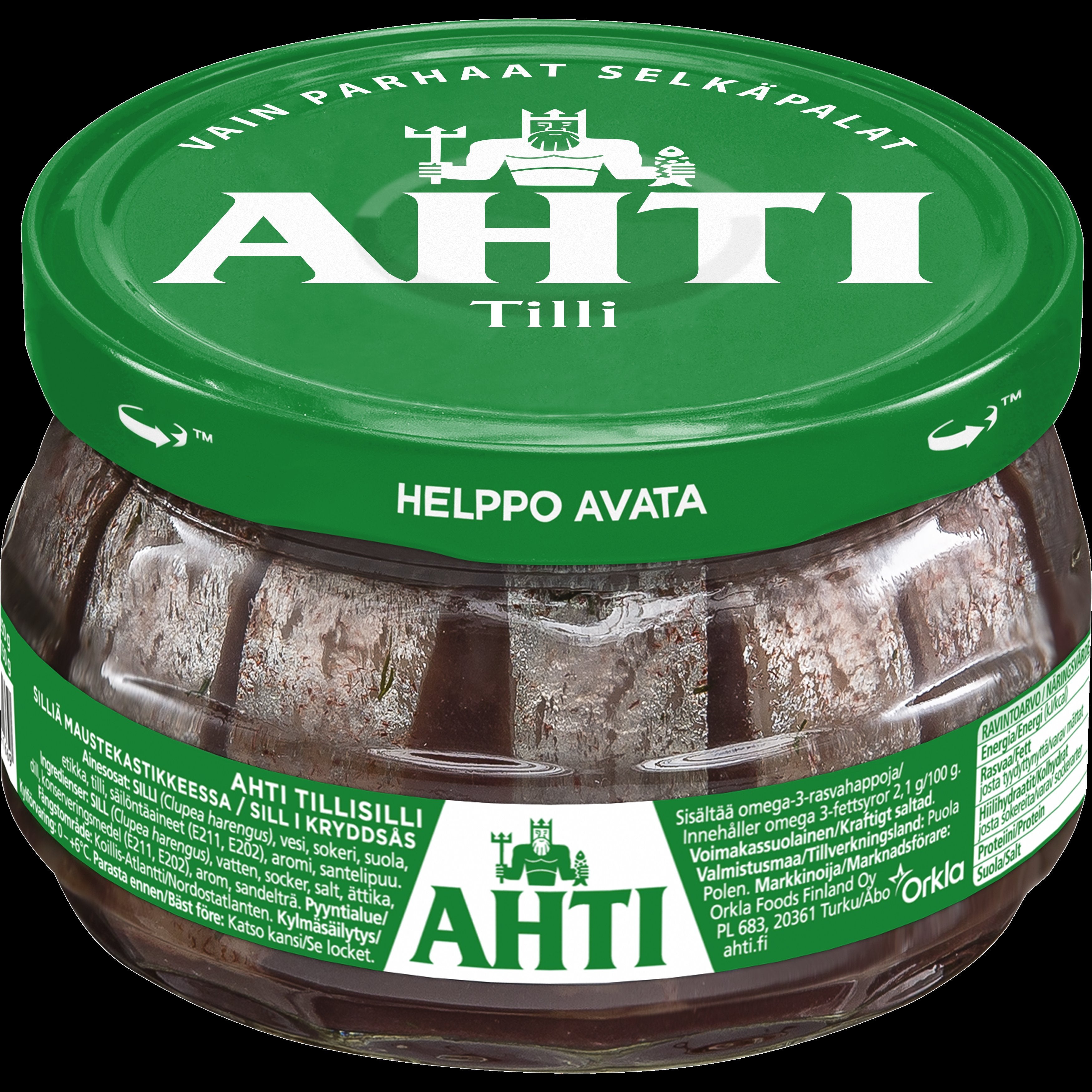 Ahti tillisilli, silliä maustekastikkeessa 240/150g