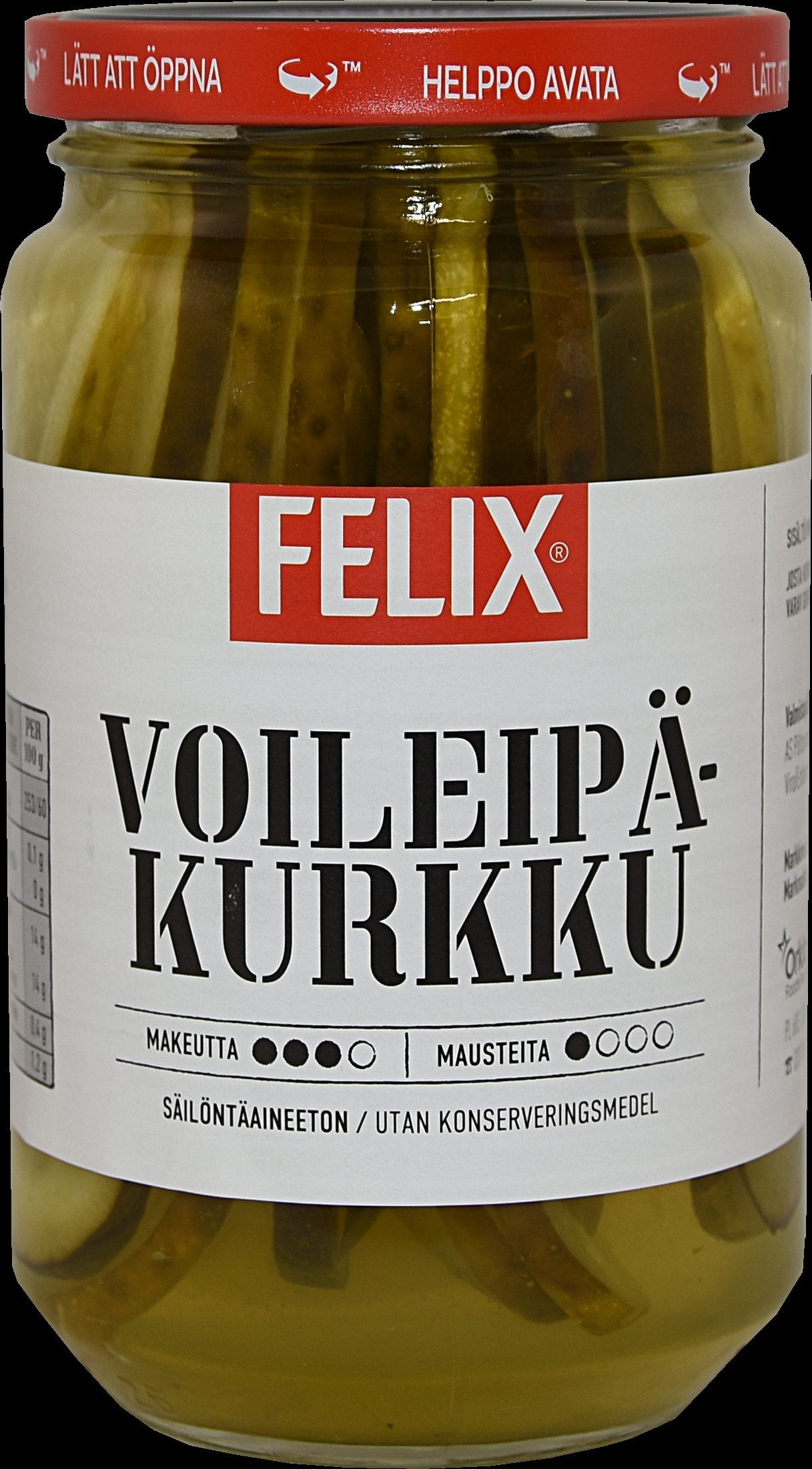 Felix voileipäkurkku pitkittäin viipaloituja kurkkuja mausteliemessä 460/230g