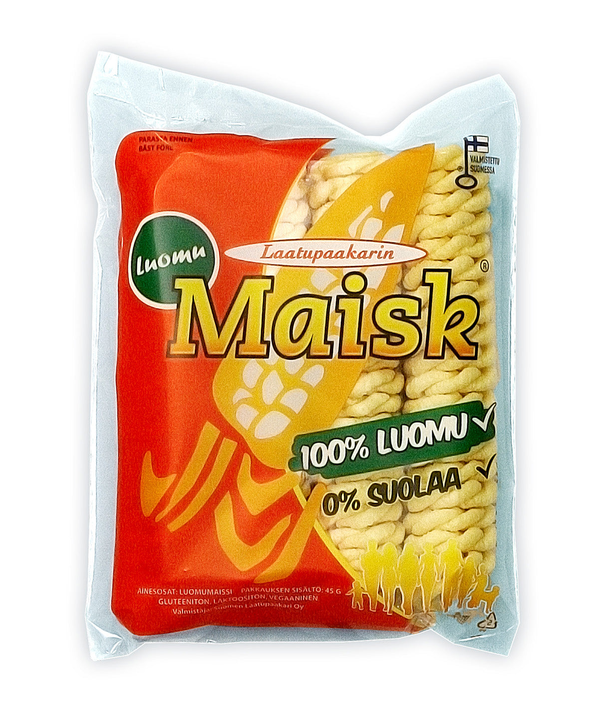 Laatupaakarin Gluteeniton Luomu Maisk maissipatukka 45g