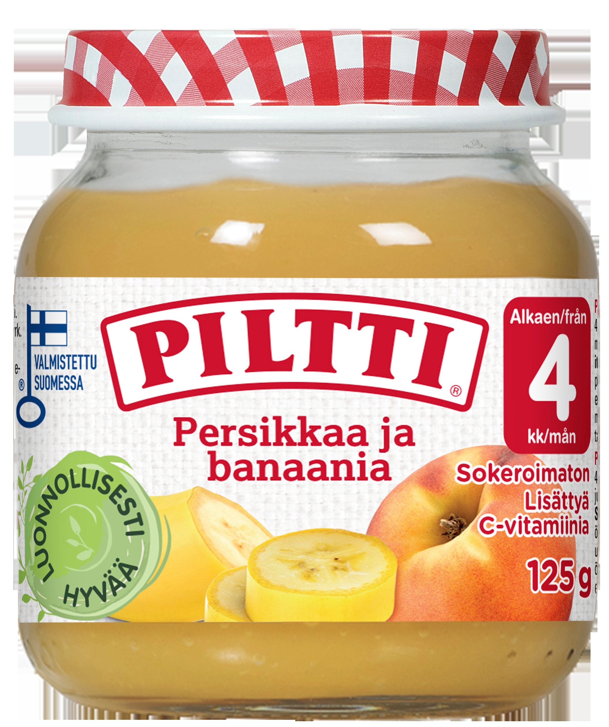 PILTTI 125g Persikkaa ja banaania hedelmäsose 4kk