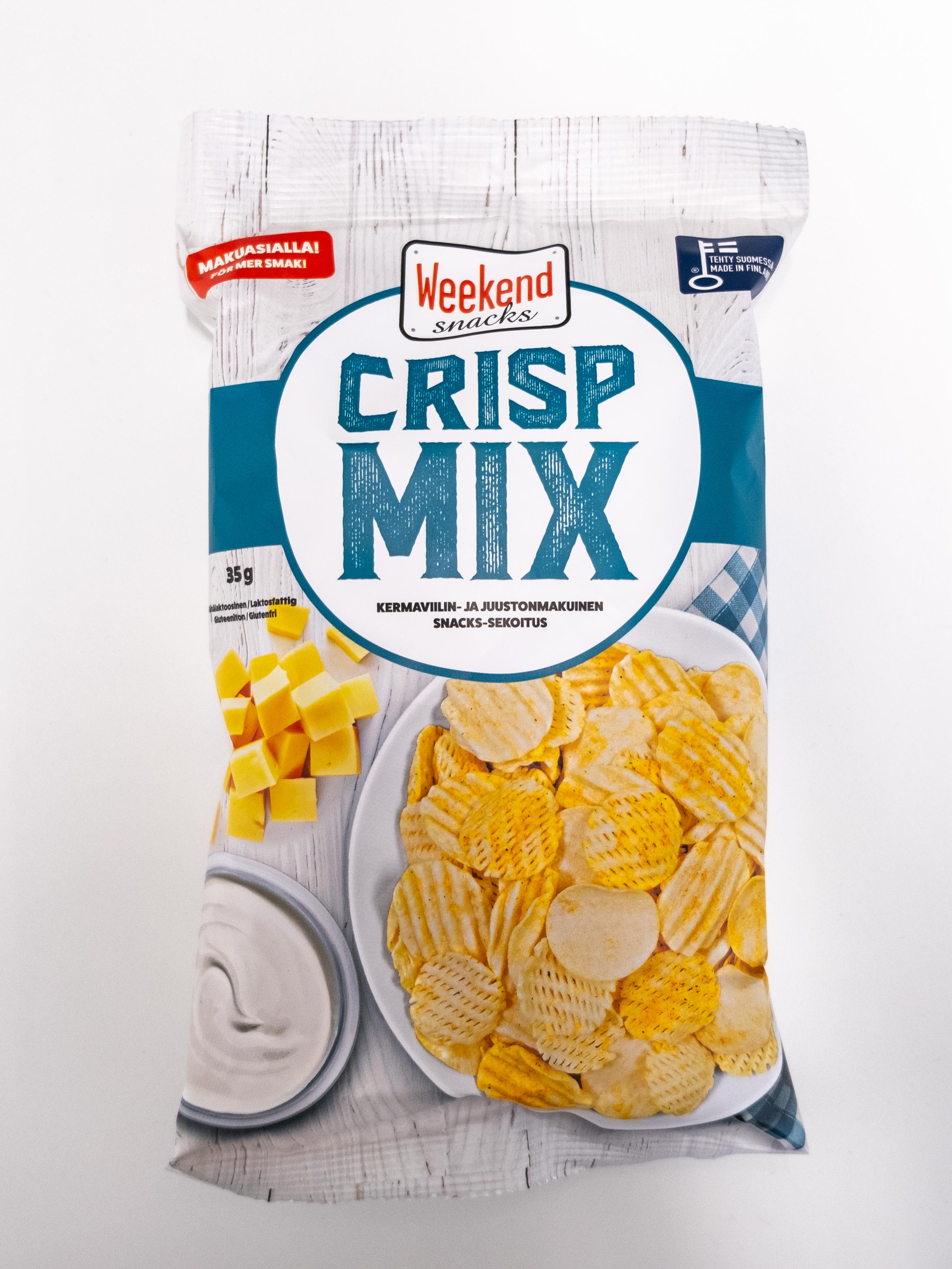 Weekend Snacks Crisp Mix 35g Kermaviilin- ja juustonmakuinen perunasnacks-sekoitus