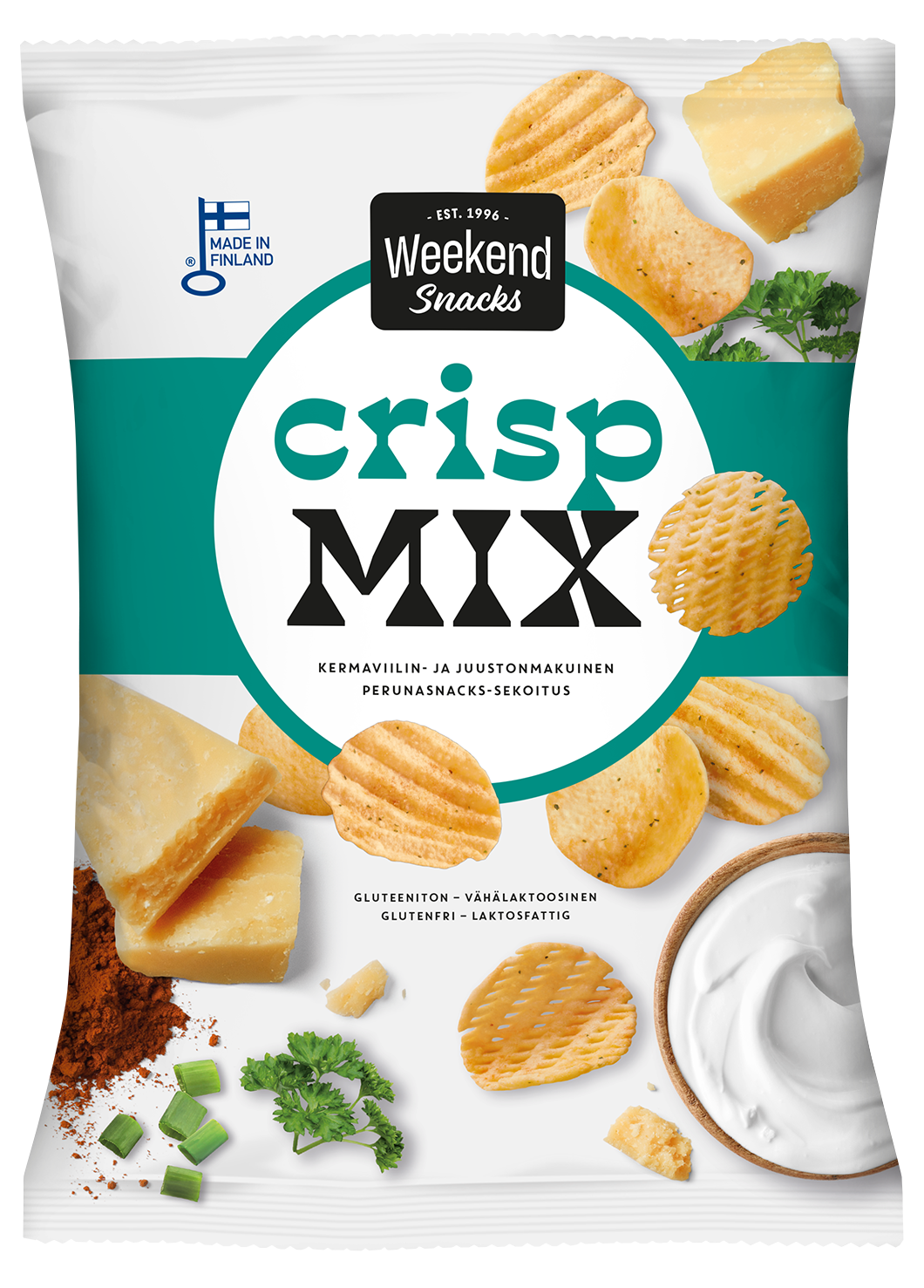 Weekend Snacks Crisp Mix Kermaviilin- ja juustonmakuinen perunasnacks-sekoitus 180g