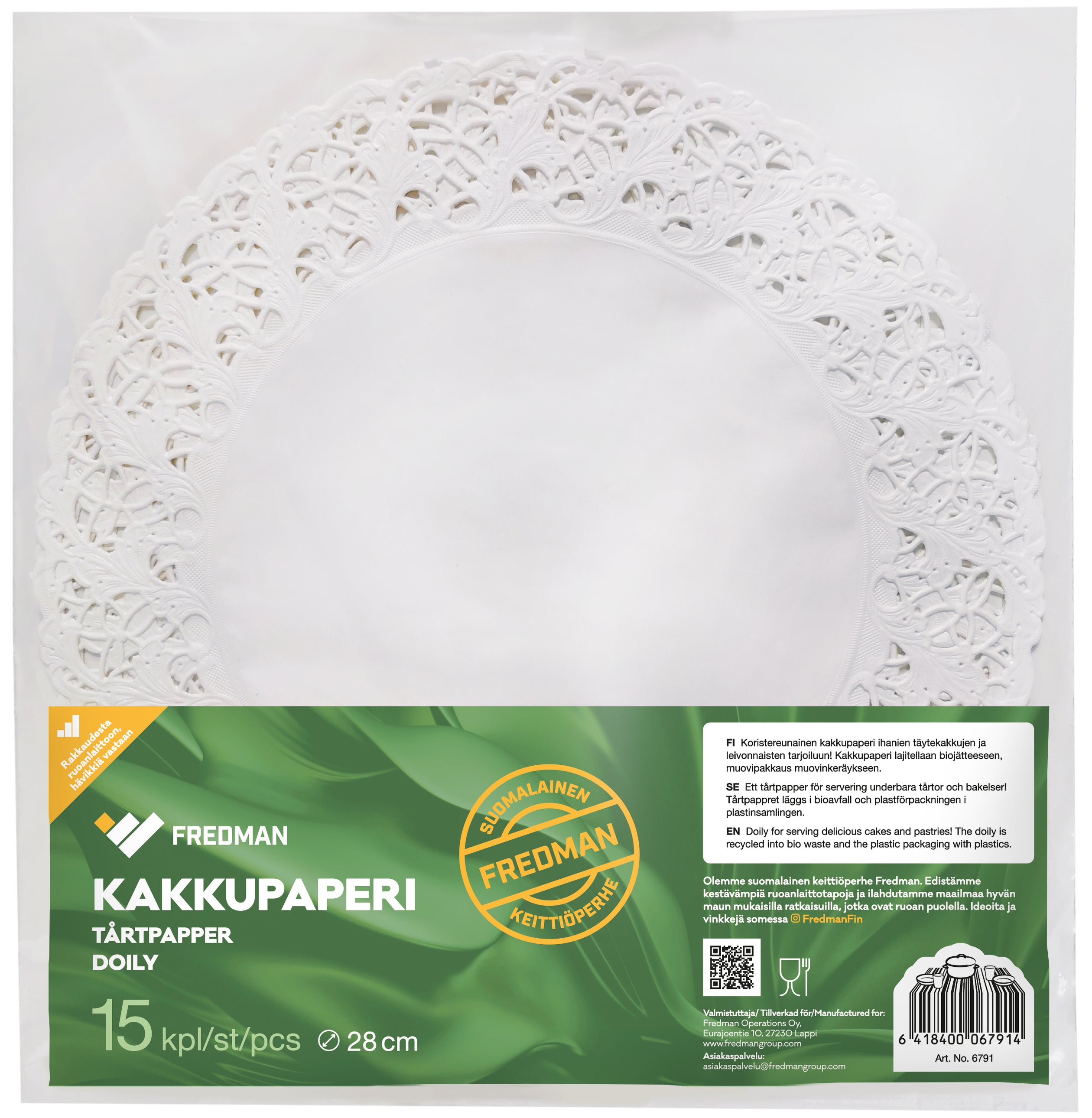 Fredman Kakkupaperi pyöreä 28cm 15kpl