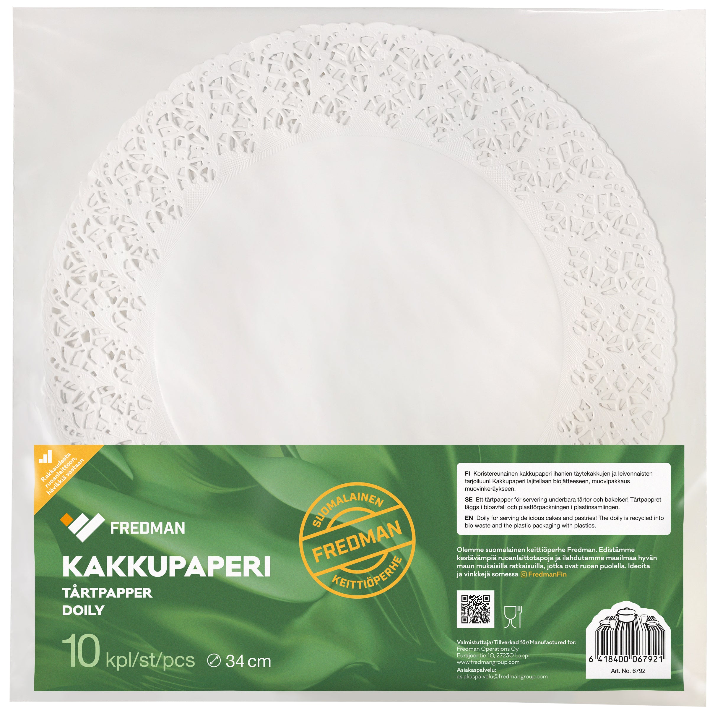 Fredman Iso kakkupaperi pyöreä 34cm 10kpl