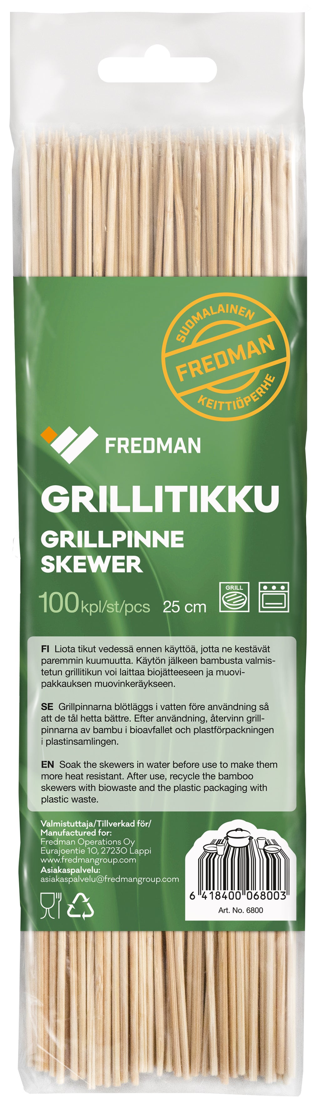 Fredman grillitikku 25cm 100kpl