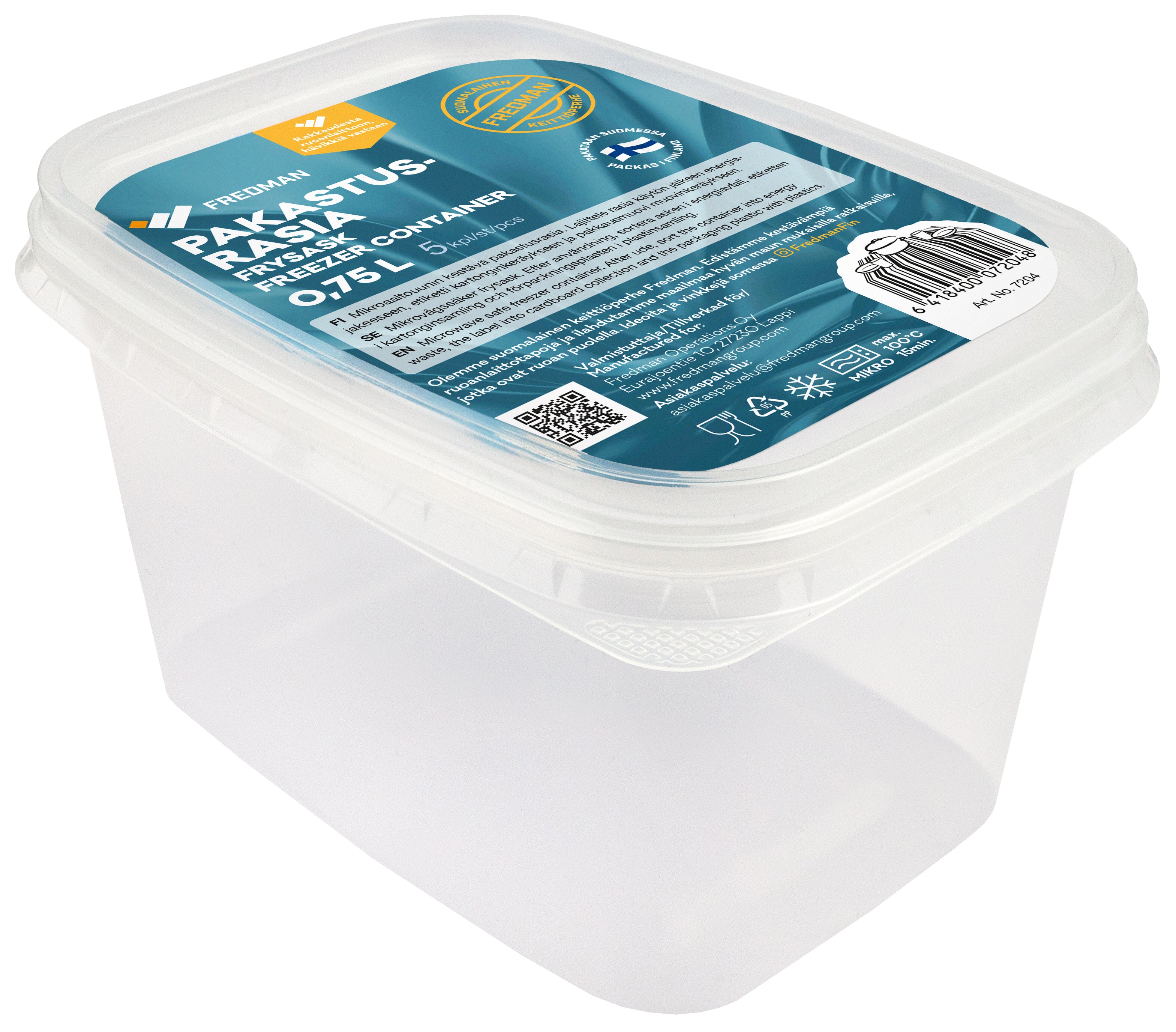 Fredman pakastusrasia 0,75l mikronkestävä 5kpl