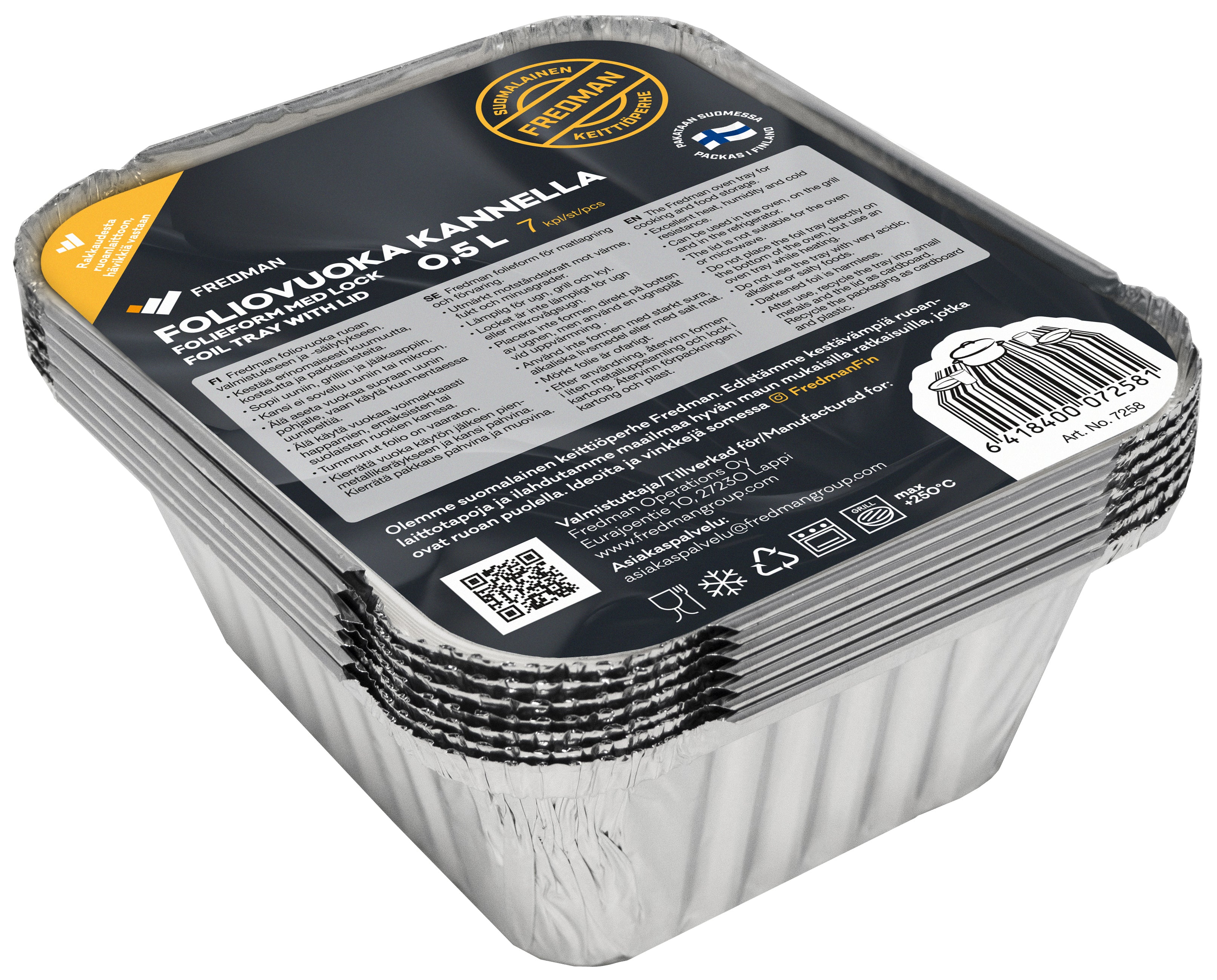 Fredman Foliovuoka kannella 0,5l  7kpl