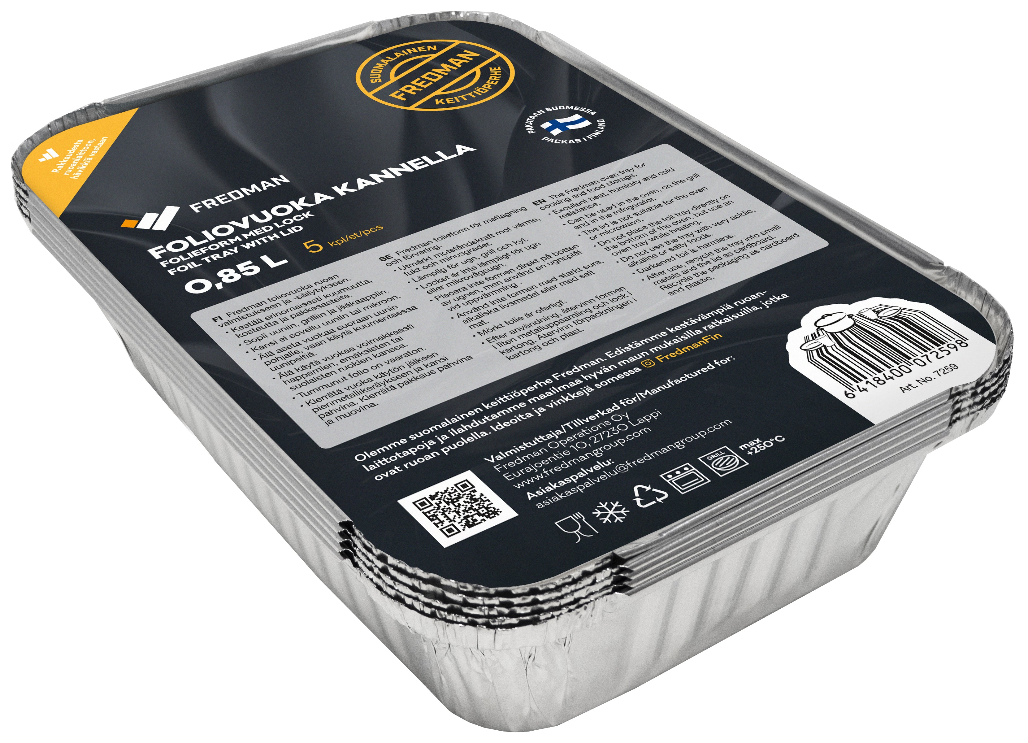 Fredman foliovuoka kannella 0,85l 5kpl