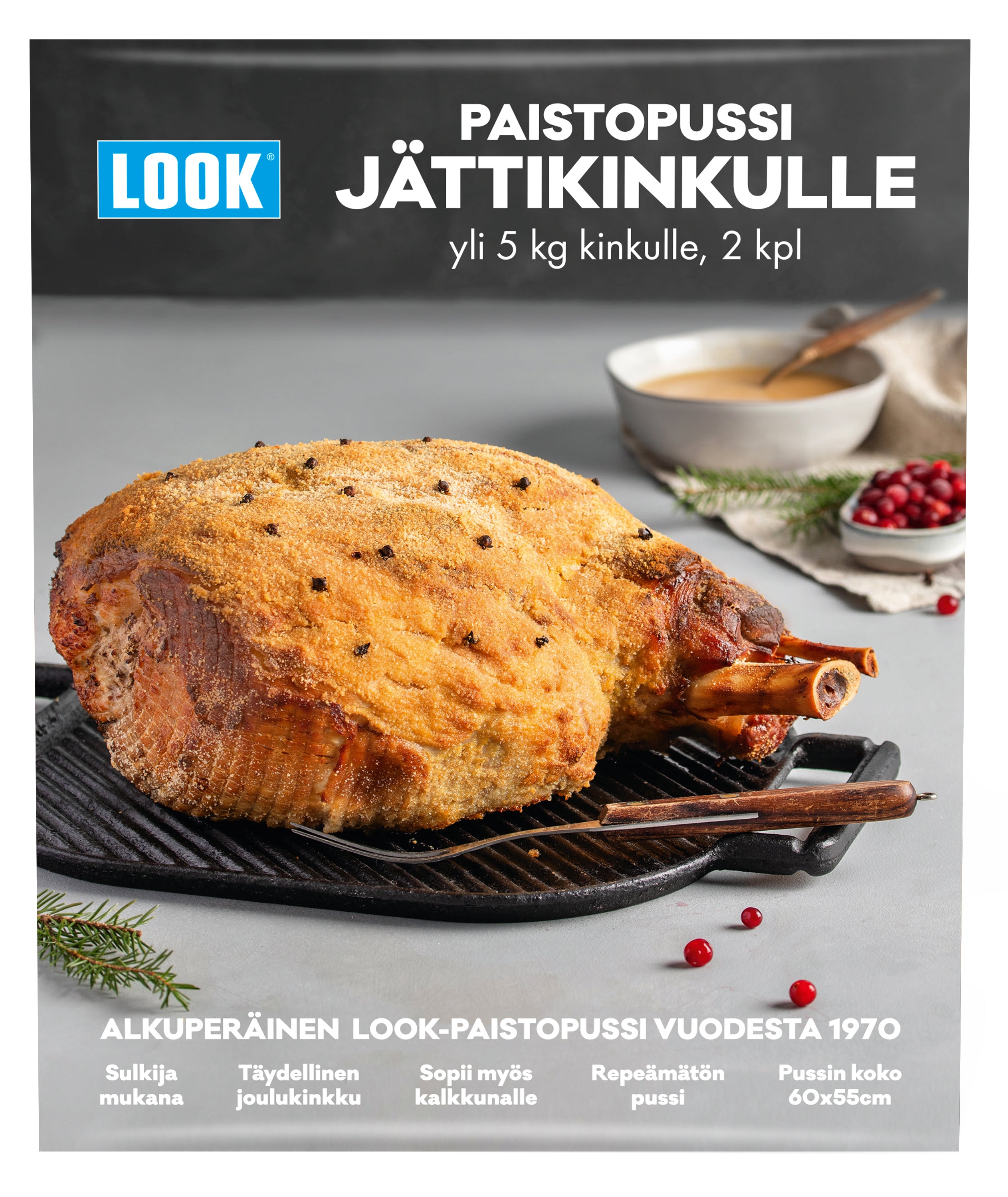 LOOK® paistopussi jättikinkulle 55cmx60cm 2kpl