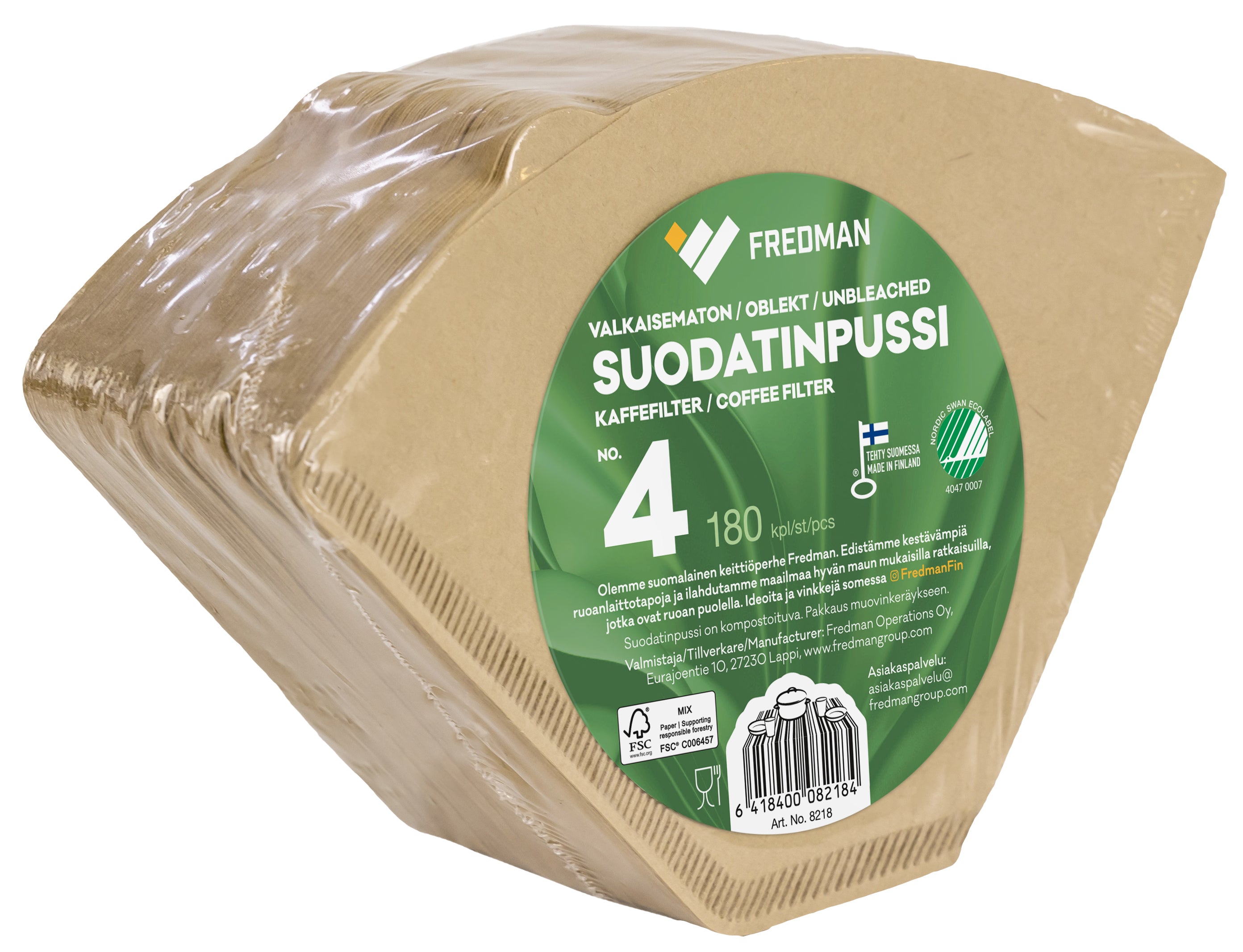 Fredman suodatinpussi No 4 valkaisematon 180kpl