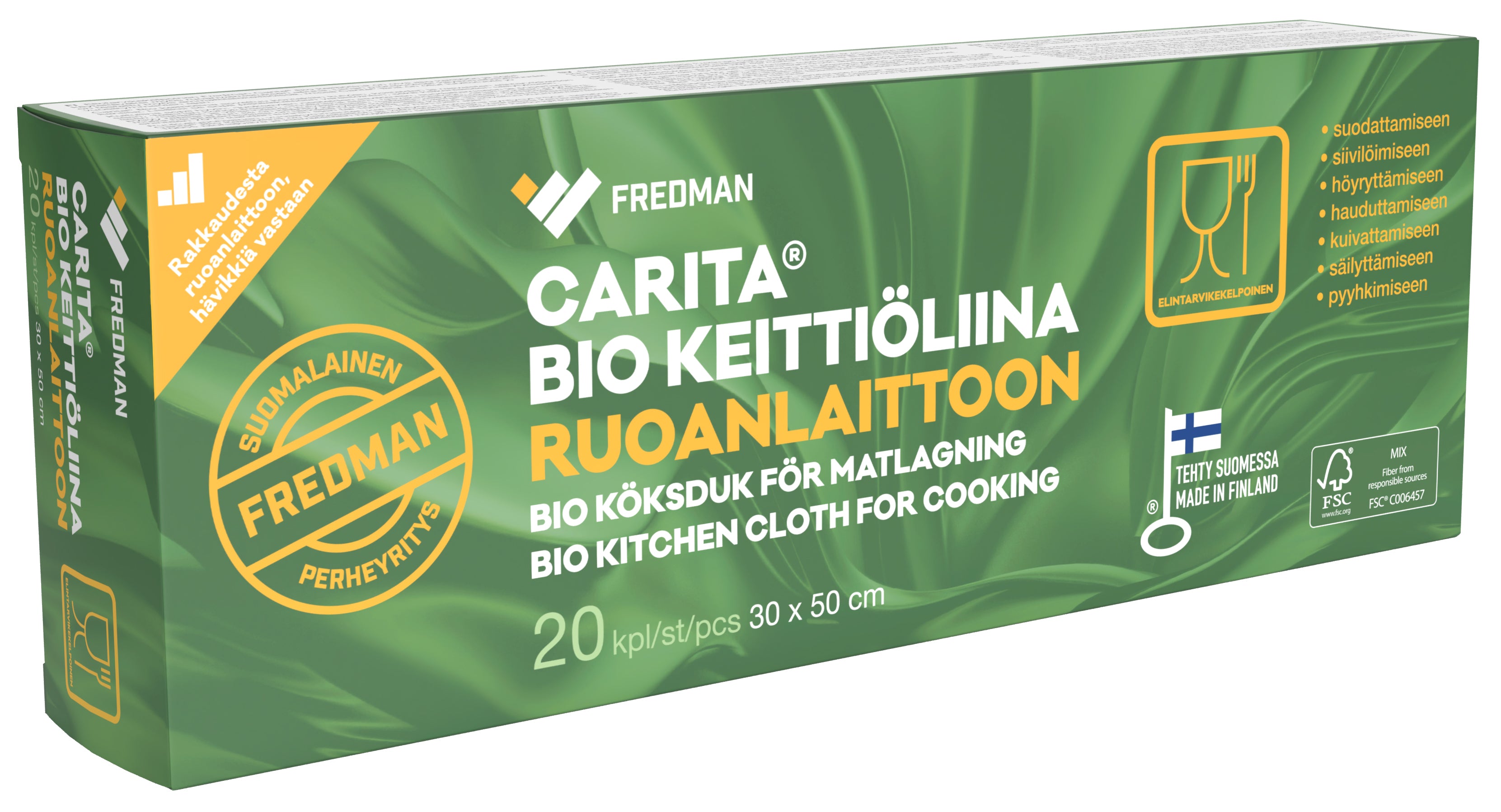 Fredman Carita® Bio keittiöliina ruoanlaittoon 30x50cm 20kpl