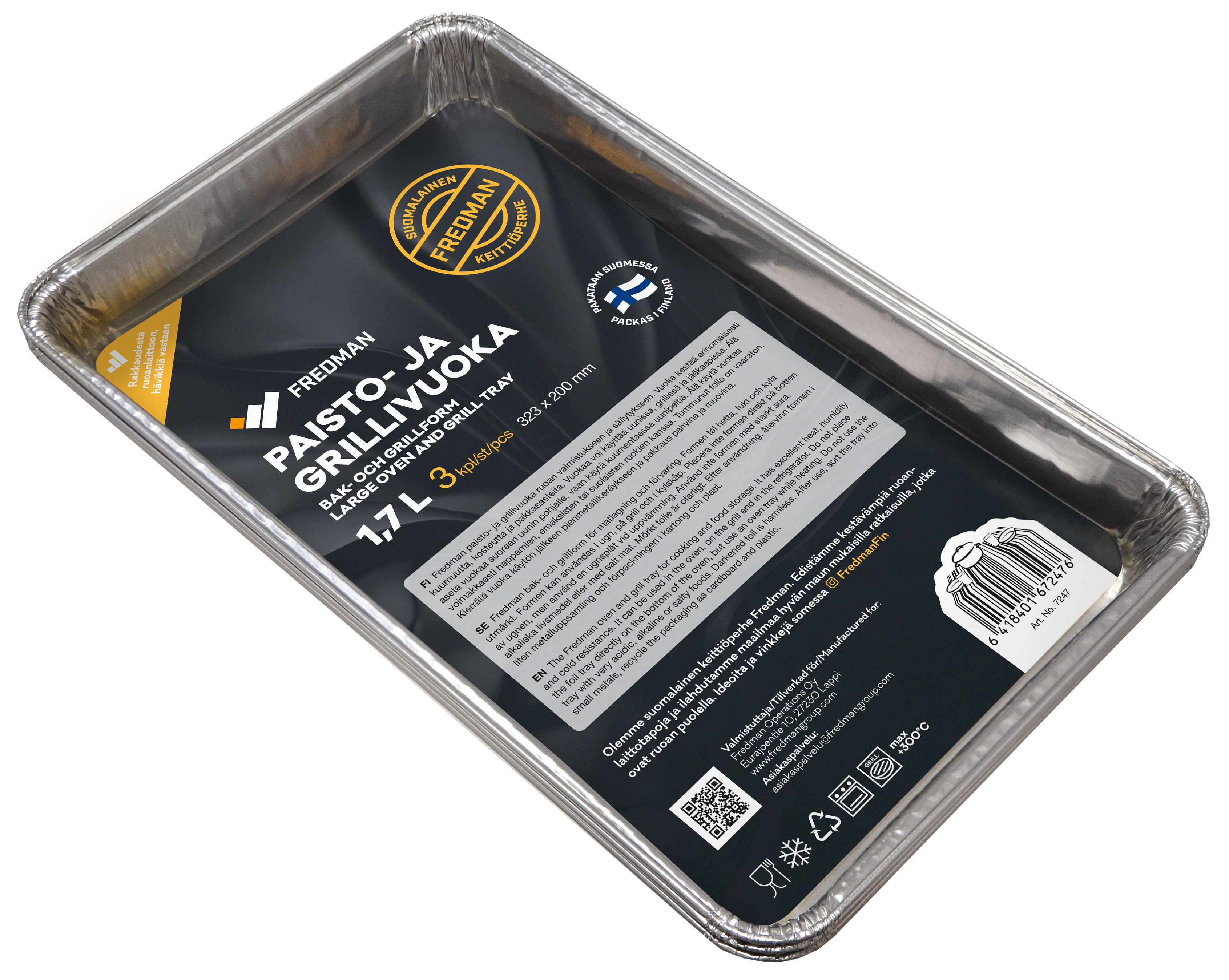 Fredman paisto- ja grillivuoka 1,7l 3kpl