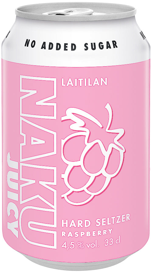 Laitilan Naku Juicy Raspberry 4,5 til-% 0,33L hard seltzer