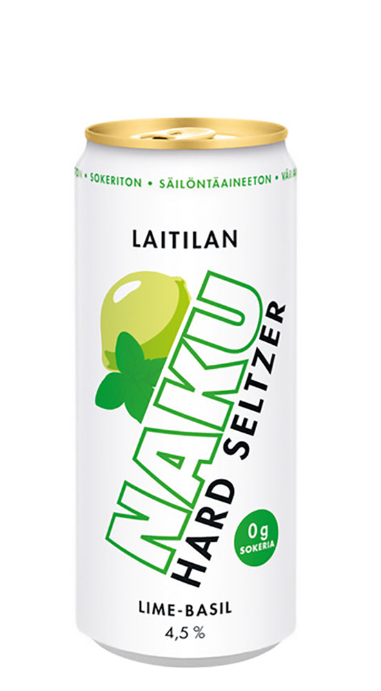 Laitilan Naku Lime-Basil 4,5 til-% 0,33L hard seltzer