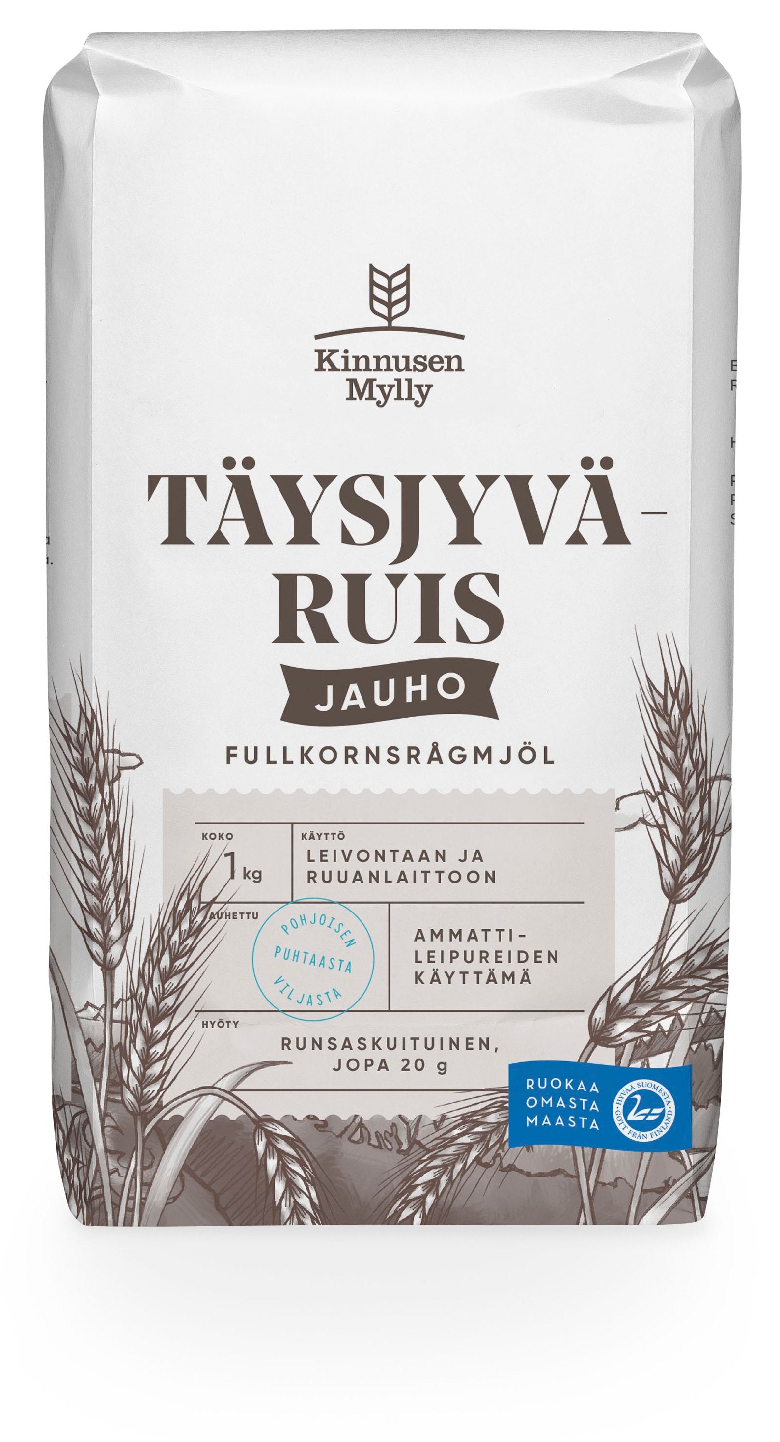 Kinnusen Mylly Täysjyväruisjauho 1 kg