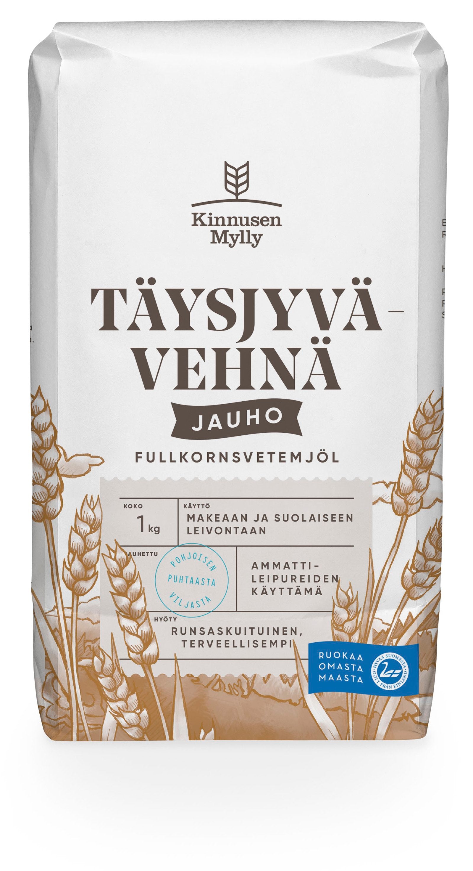 Kinnusen Mylly Täysjyvävehnäjauho 1 kg