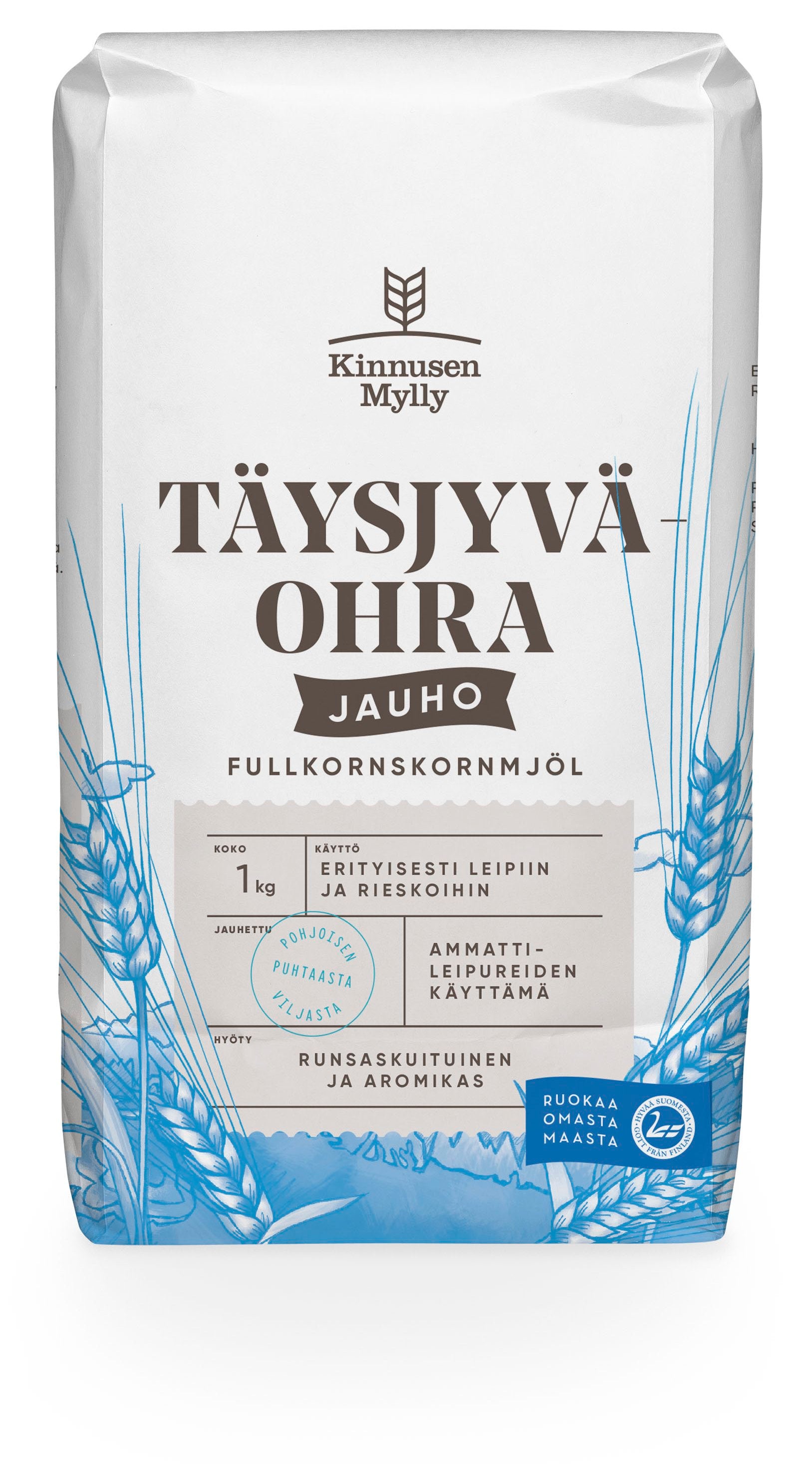 Kinnusen Mylly Täysjyväohrajauho 1 kg