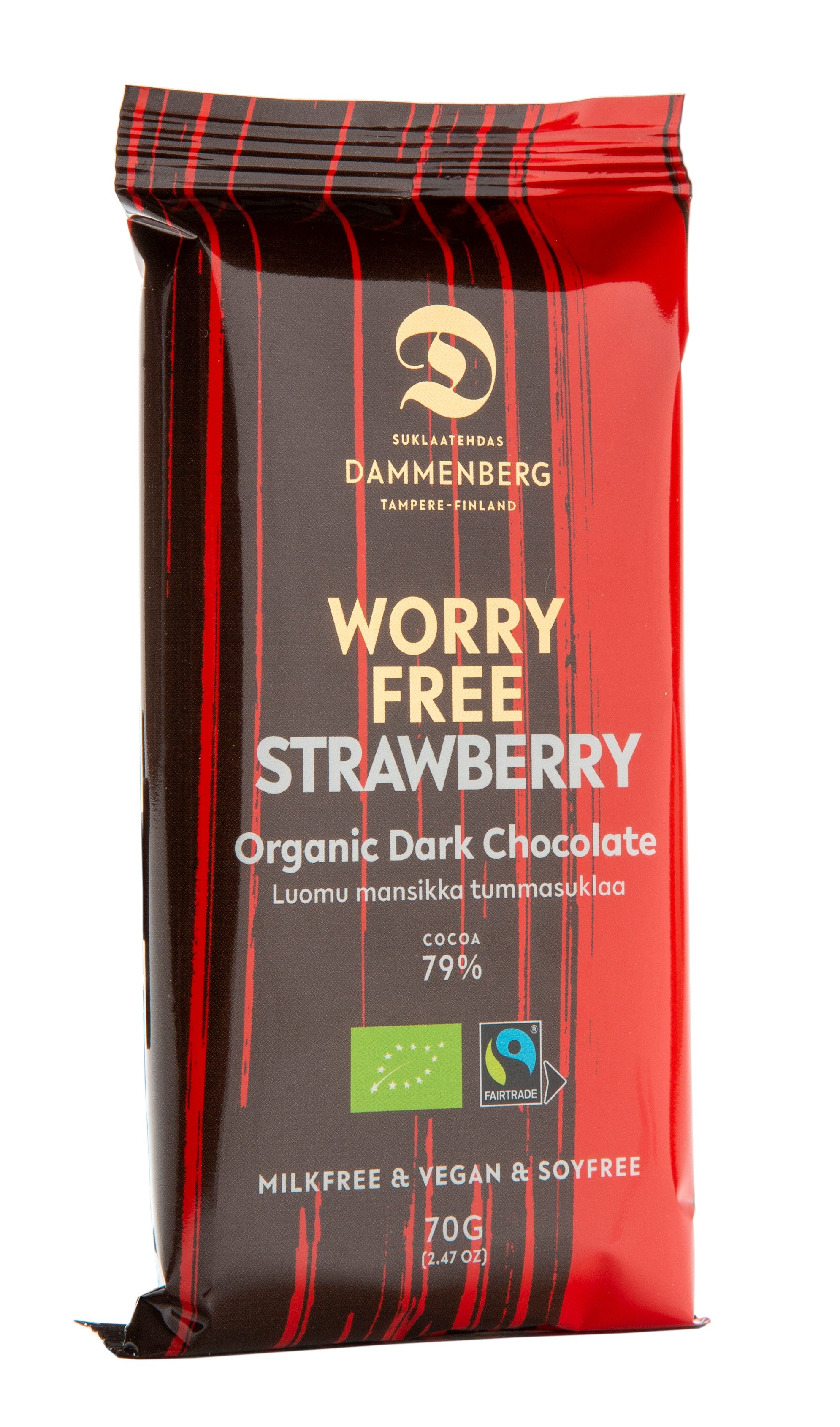 Dammenberg Luomu reilun kaup Mansikka tummasuklaalevy 70g