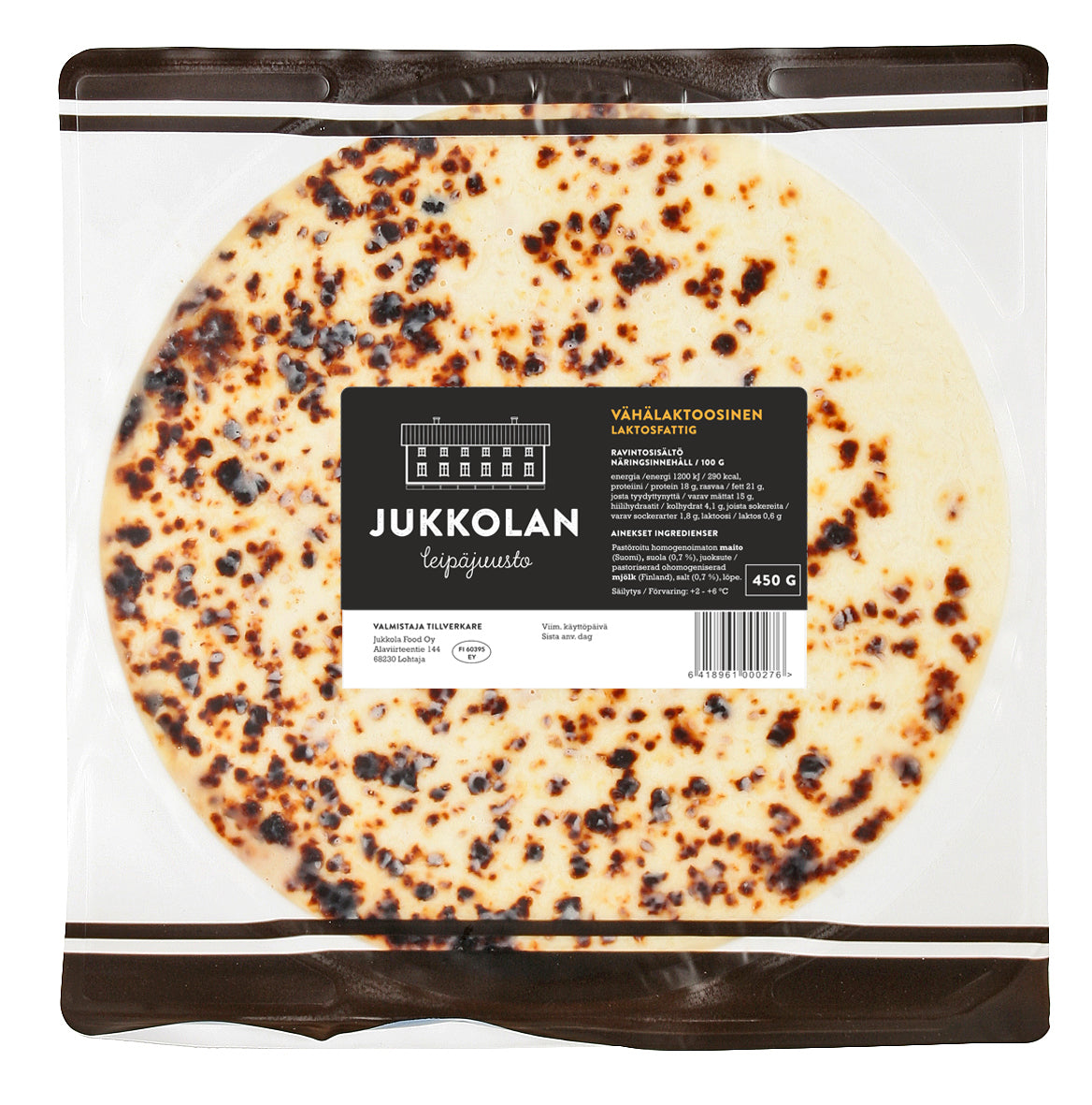 Jukkolan vähälaktoosinen leipäjuusto 450 g