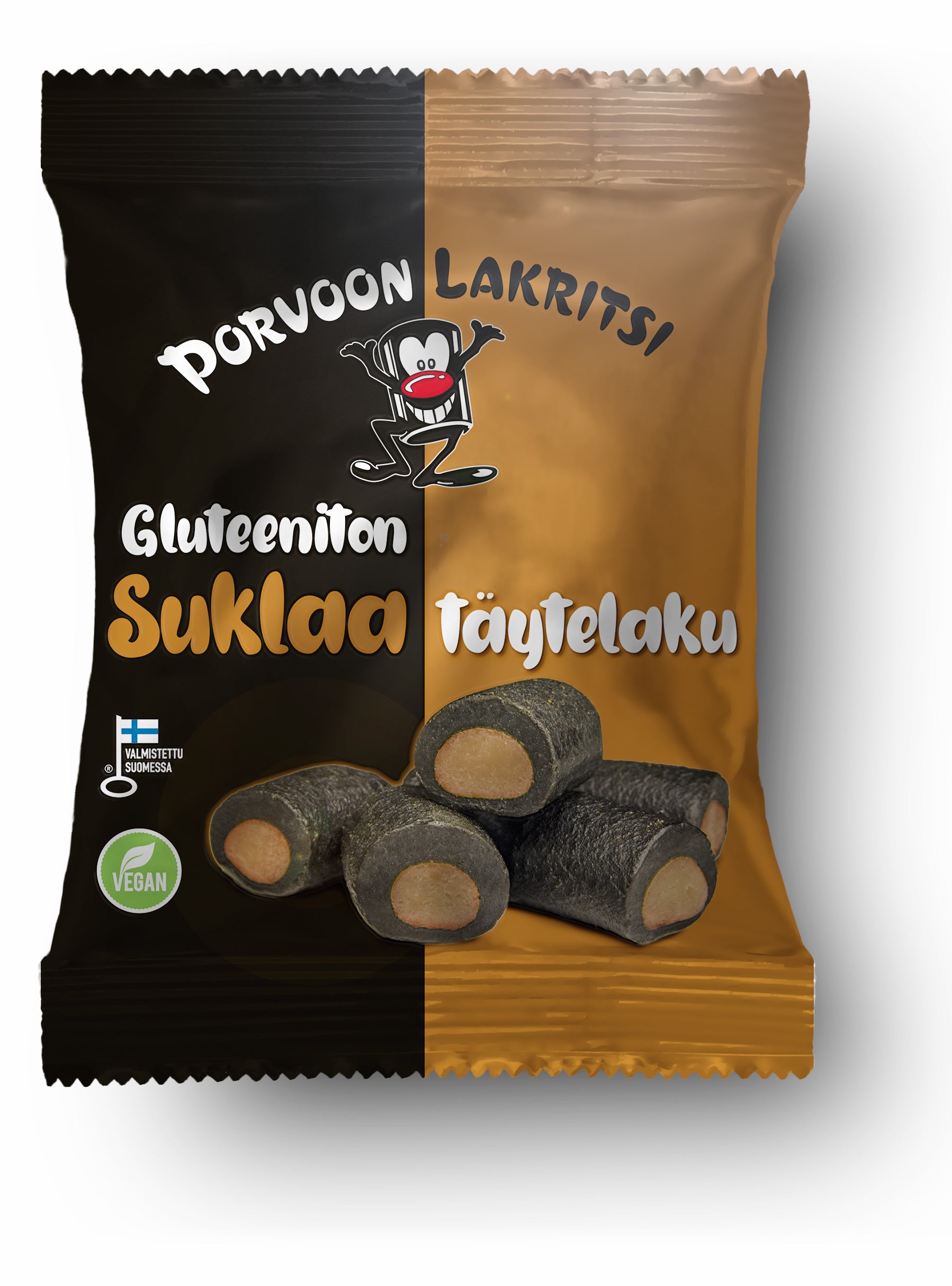 Porvoon Lakritsi Gluteeniton täytelakritsi suklaa 150g suklaanmakuinen täytelakritsi